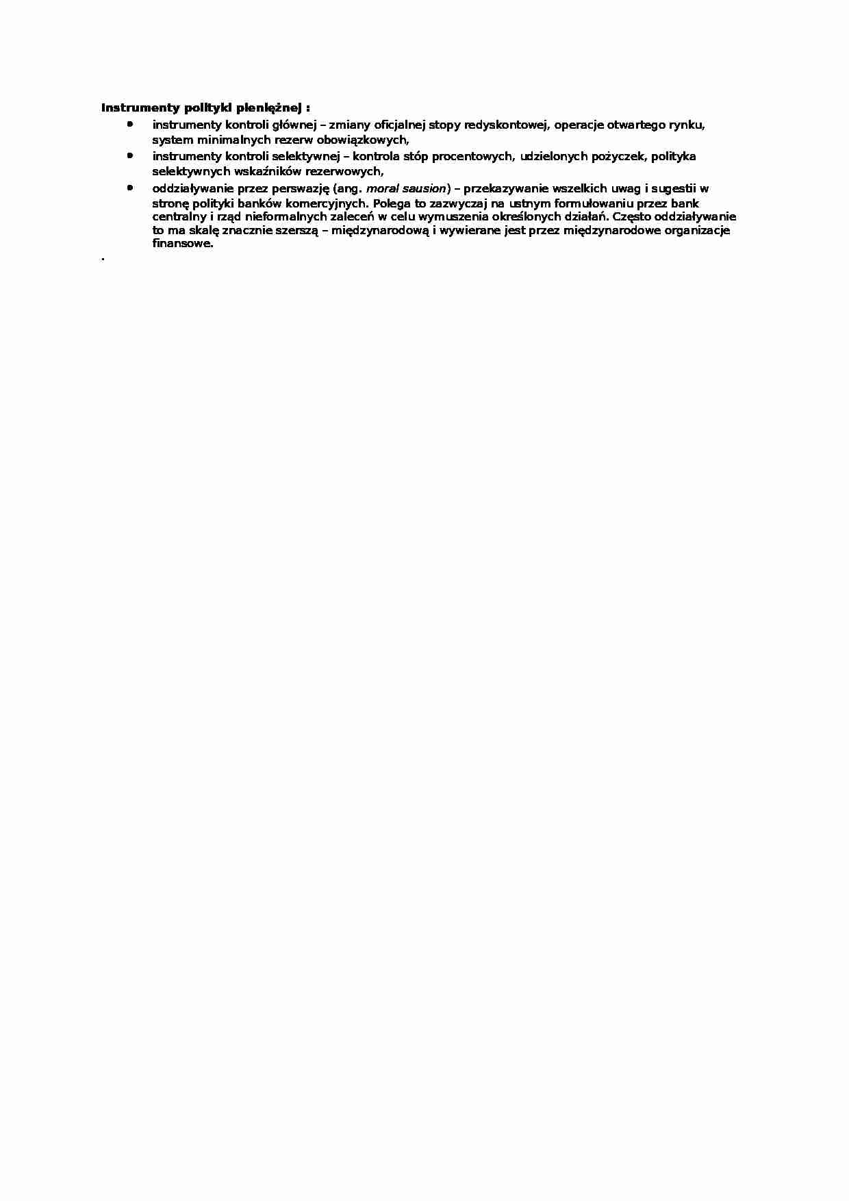 Instrumenty polityki pieniężnej - wykład - strona 1