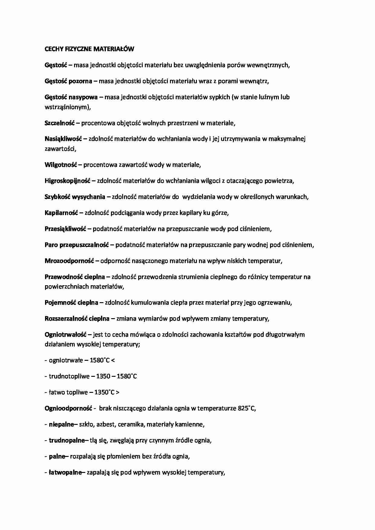 Cechy fizyczne materiałów - omówienie  - strona 1