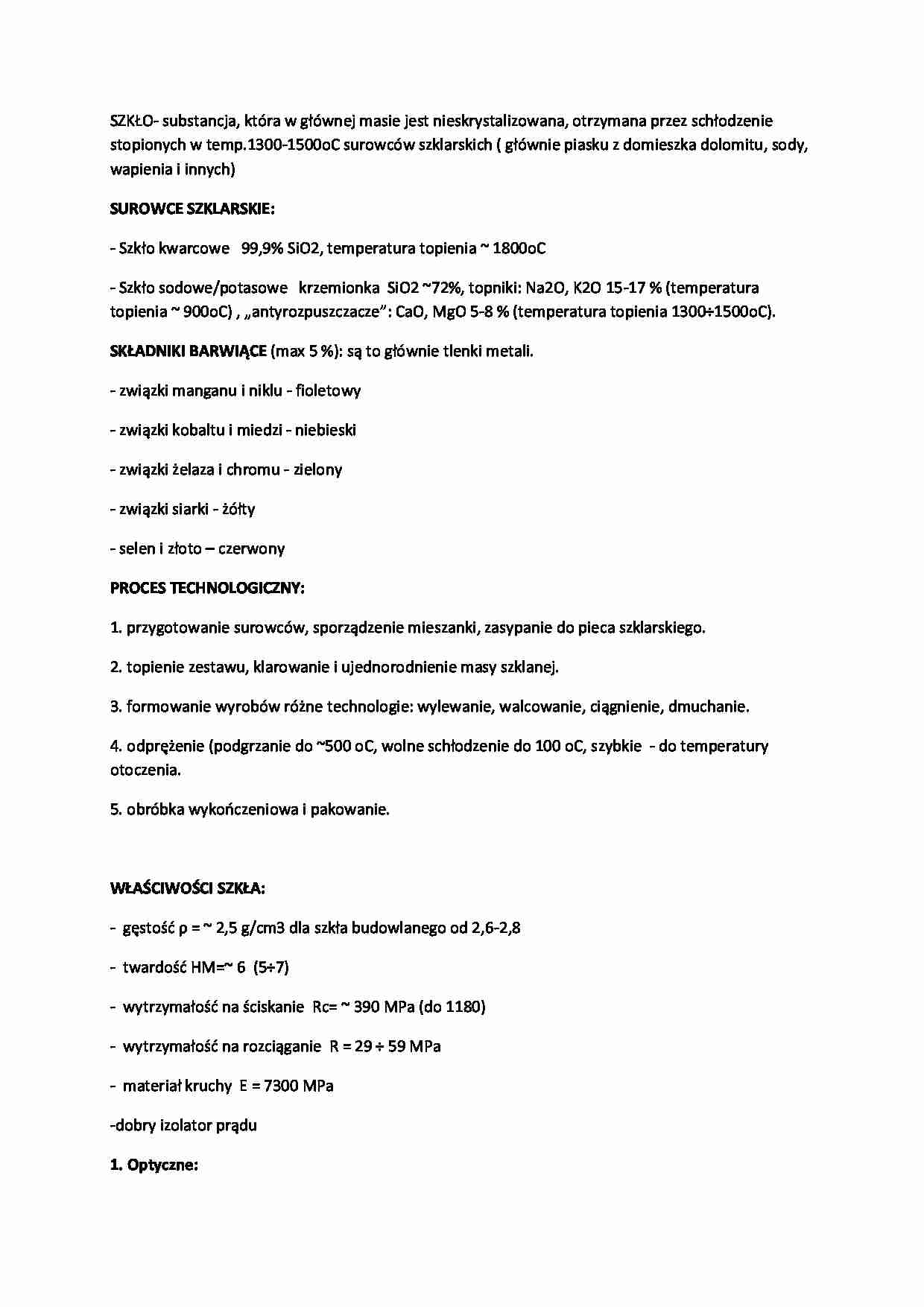 Ćwiczenia Szkło i produkcja - strona 1