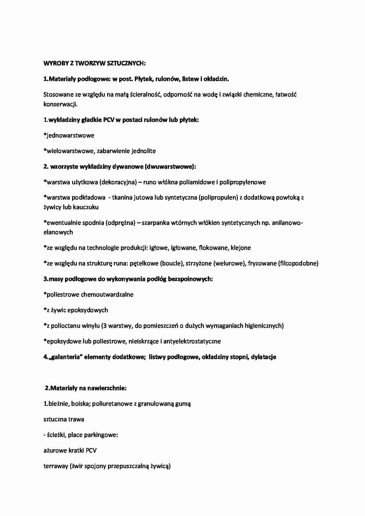 Wyroby z tworzyw sztucznych - omówienie  - strona 1