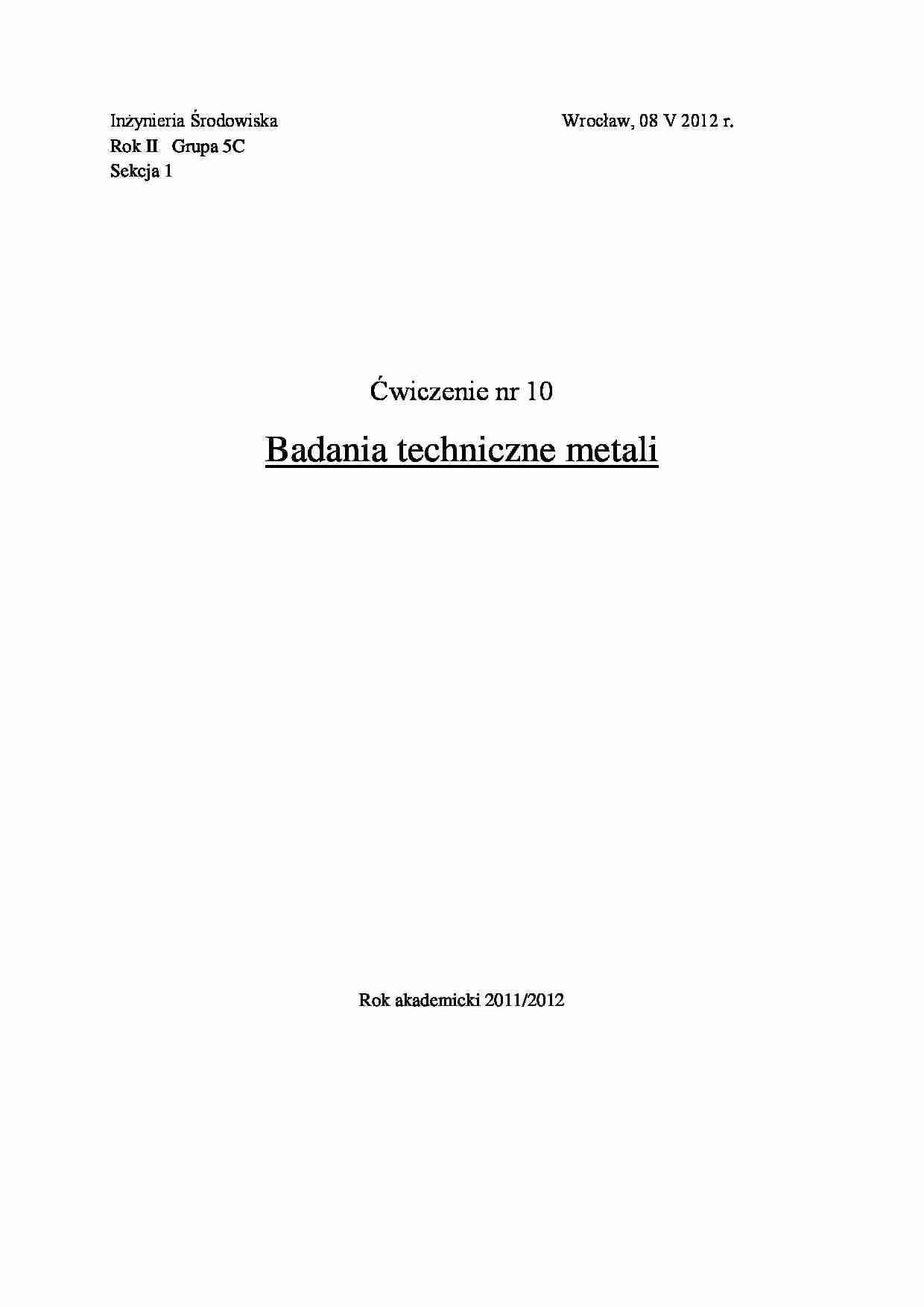 sprawozdanie z metali - strona 1