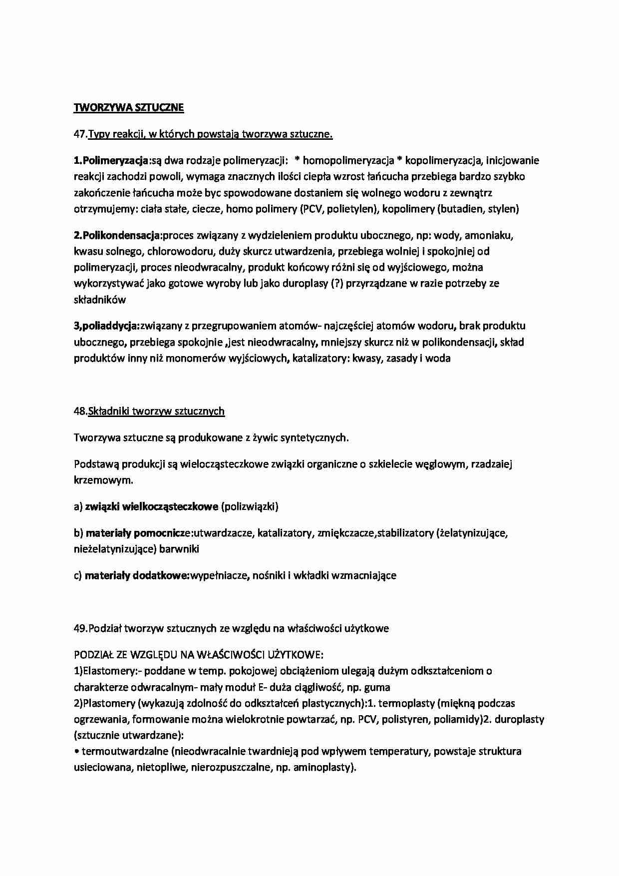 Tworzywa sztuczne - omówienie  - strona 1