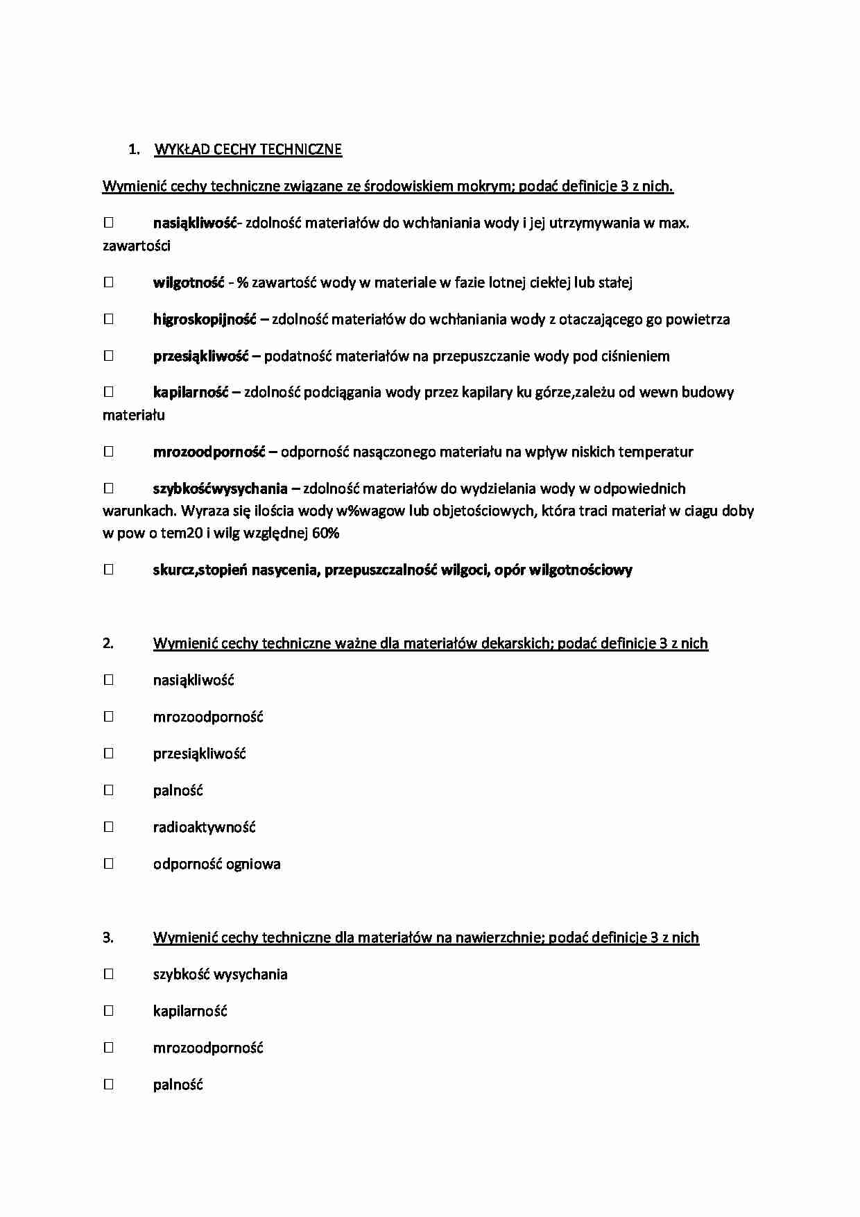 materiałoznawstwo z elementami chemii - cechy techniczne - strona 1