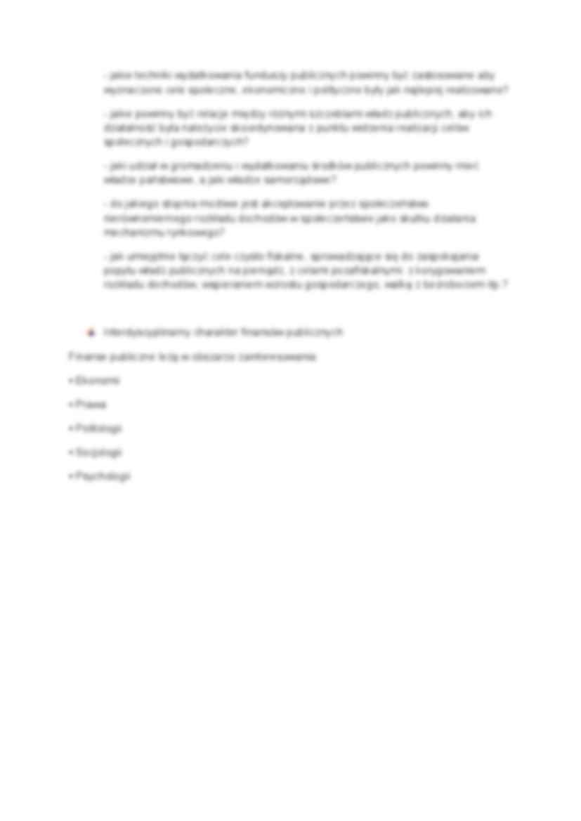 Przedmiot zainteresowań finansów publicznych - wykład - strona 2