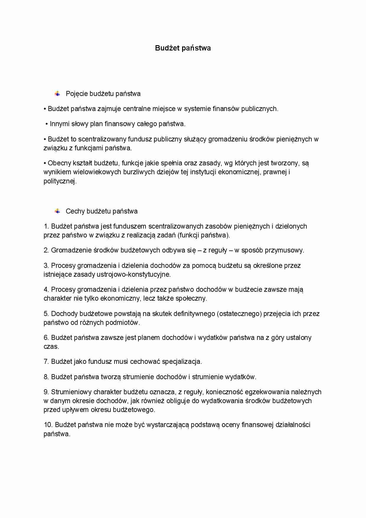 Budżet państwa - wykład - scentralizowany fundusz publiczny  - strona 1