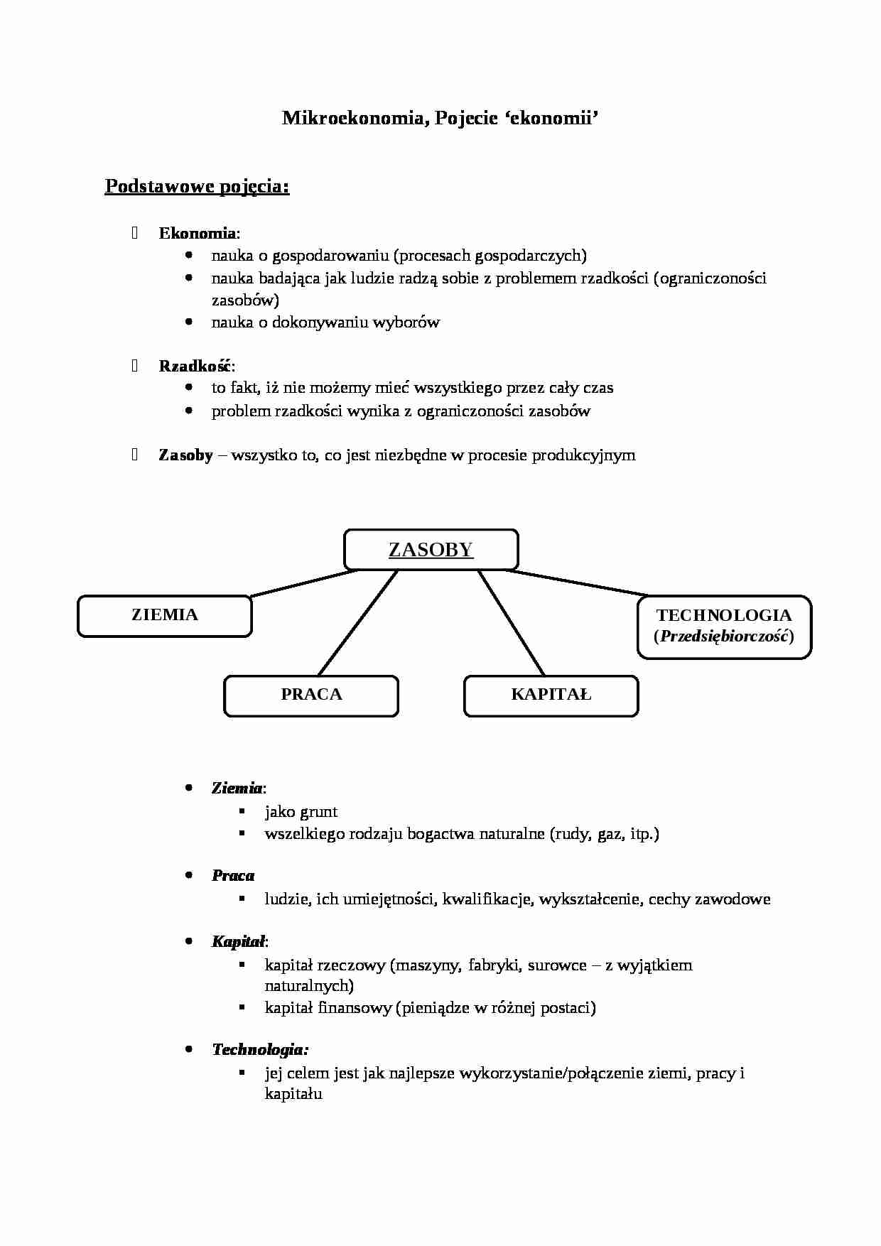 Pojęcie ekonomii - wykład - strona 1