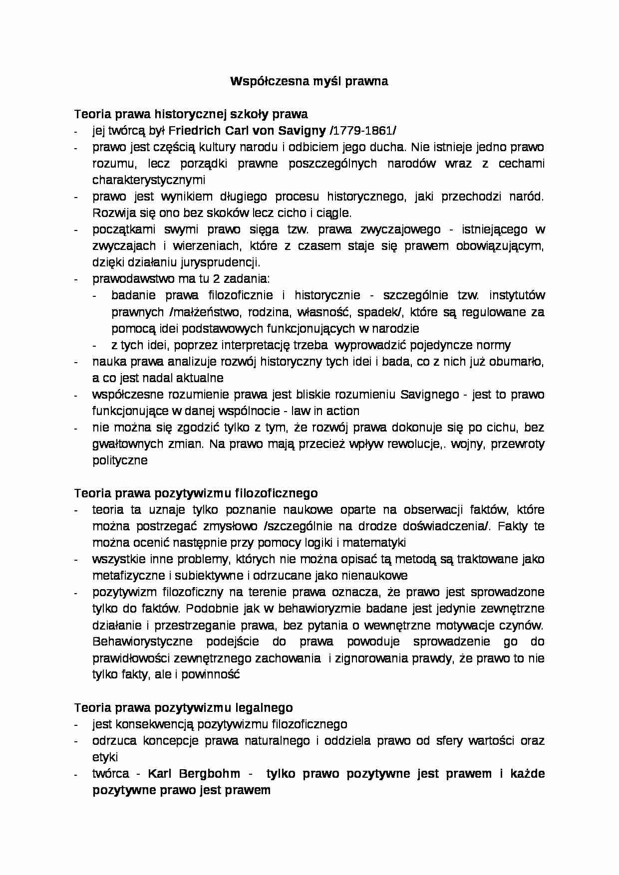 Współzesna myśl prawna - wykład - strona 1