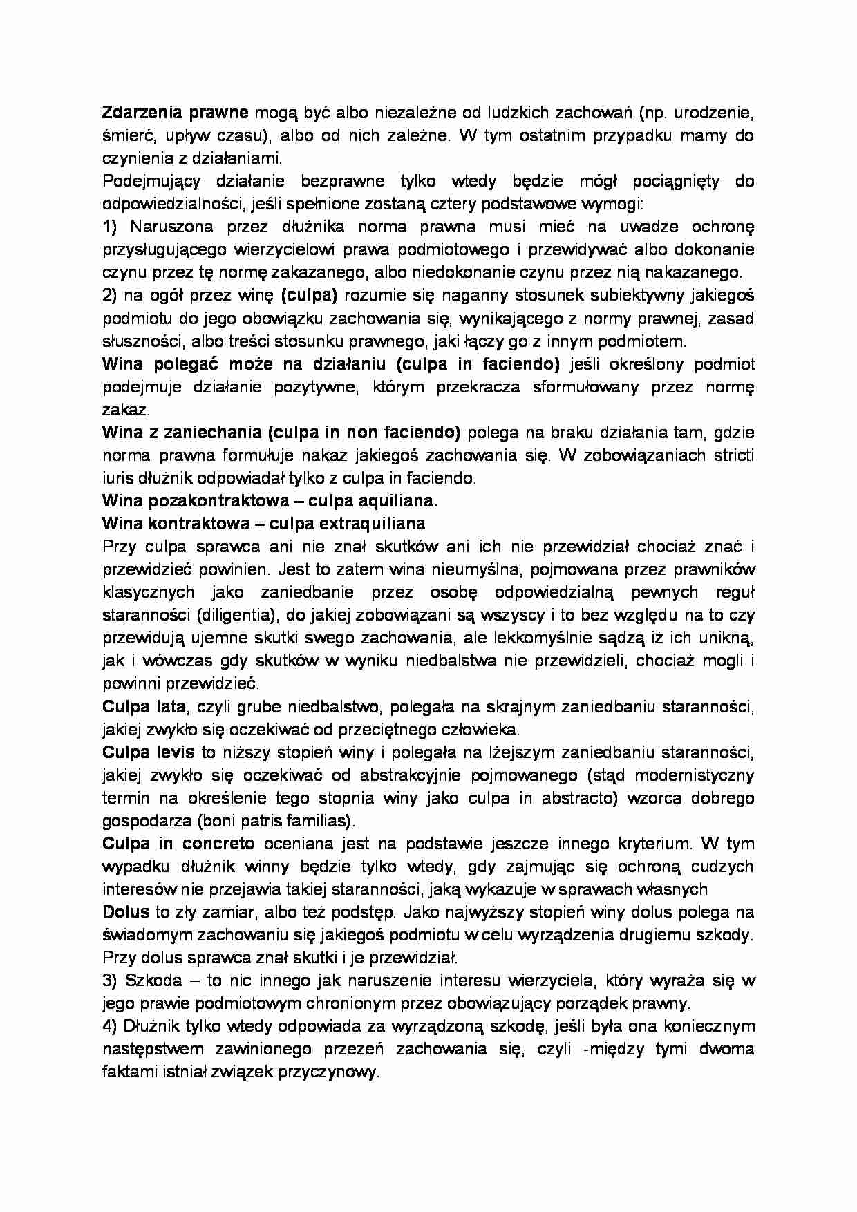 Wady oświadczenia woli i zdarzenia prawne - wykład - strona 1