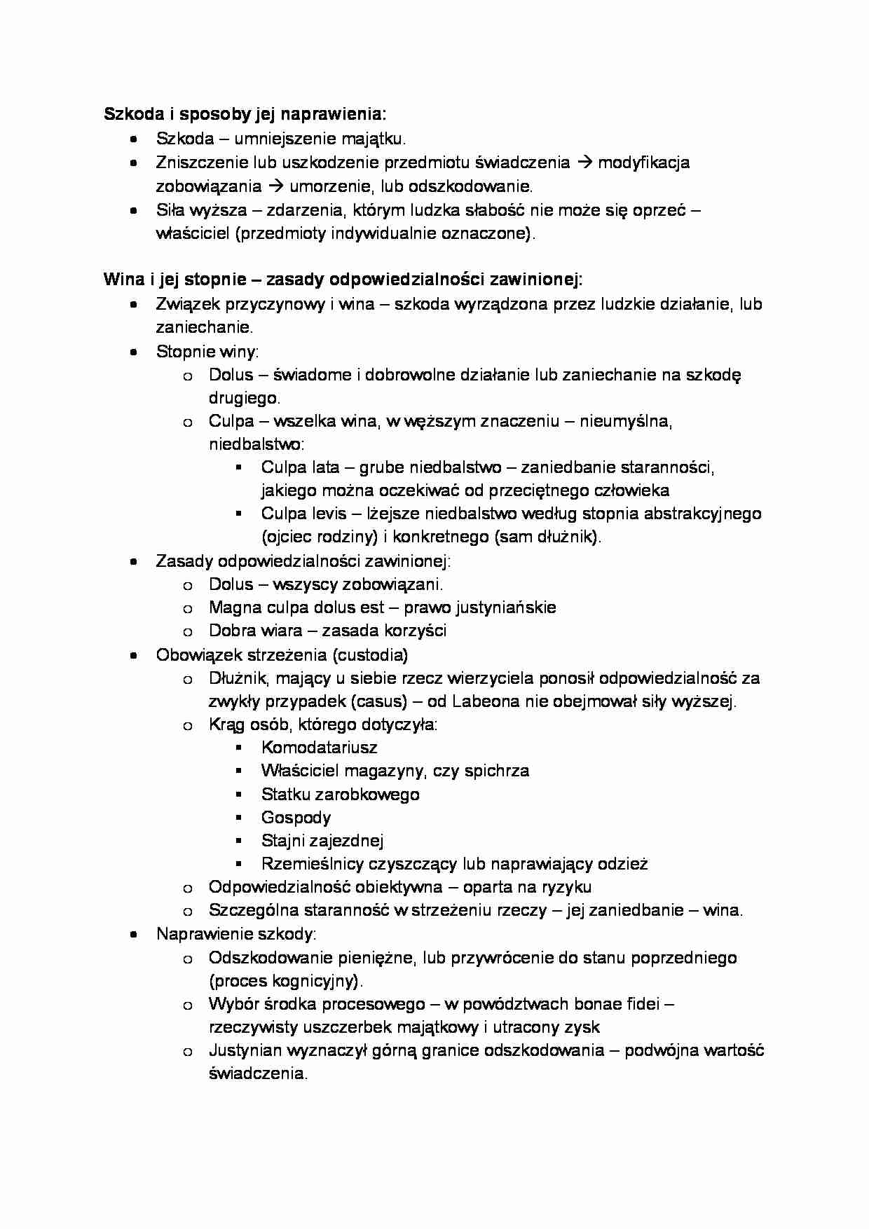 Szkoda, wina, zwłoka i przestępstwa prawa cywilnego - wykład - strona 1