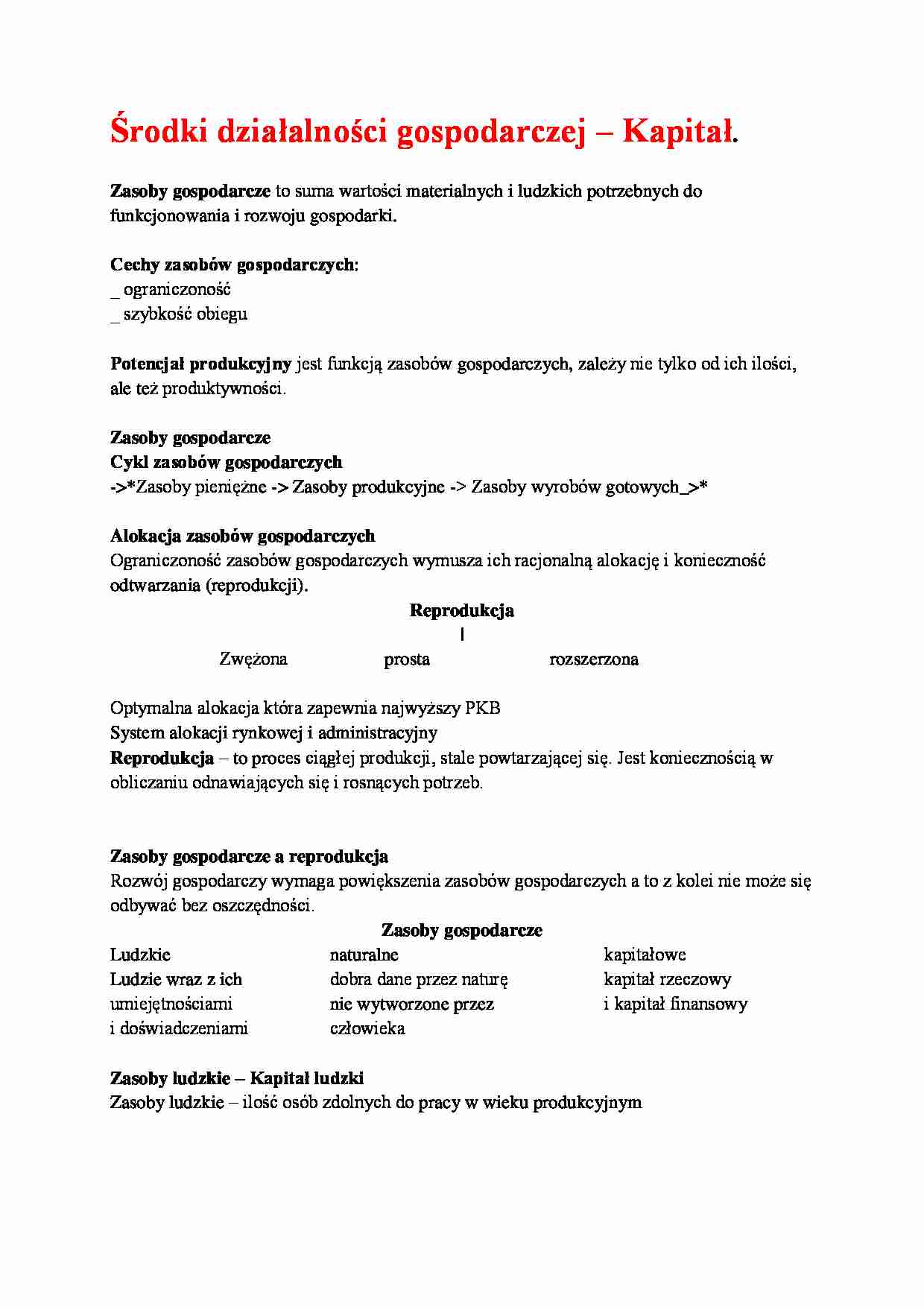 Środki działalności gospodarczej - wykład - strona 1