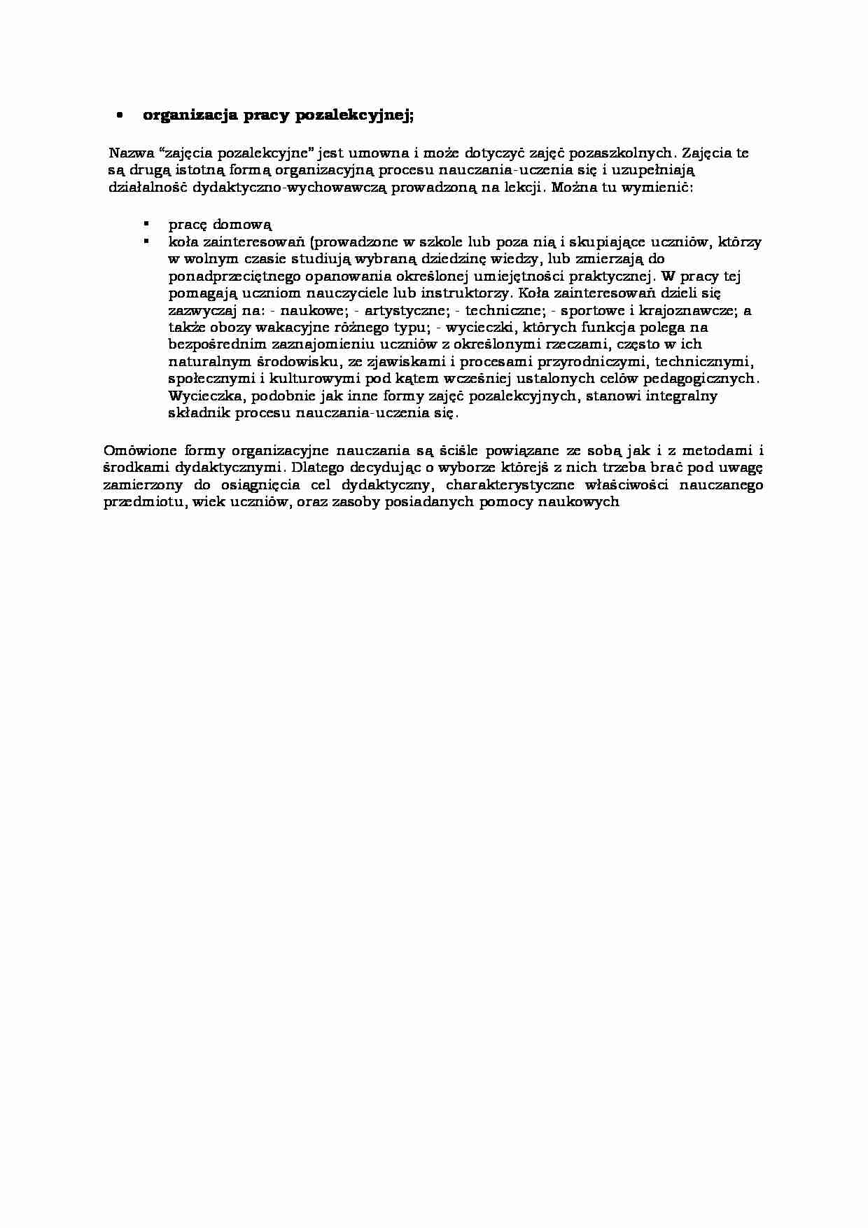Organizacja pracy pozalekcyjnej - wykład - strona 1