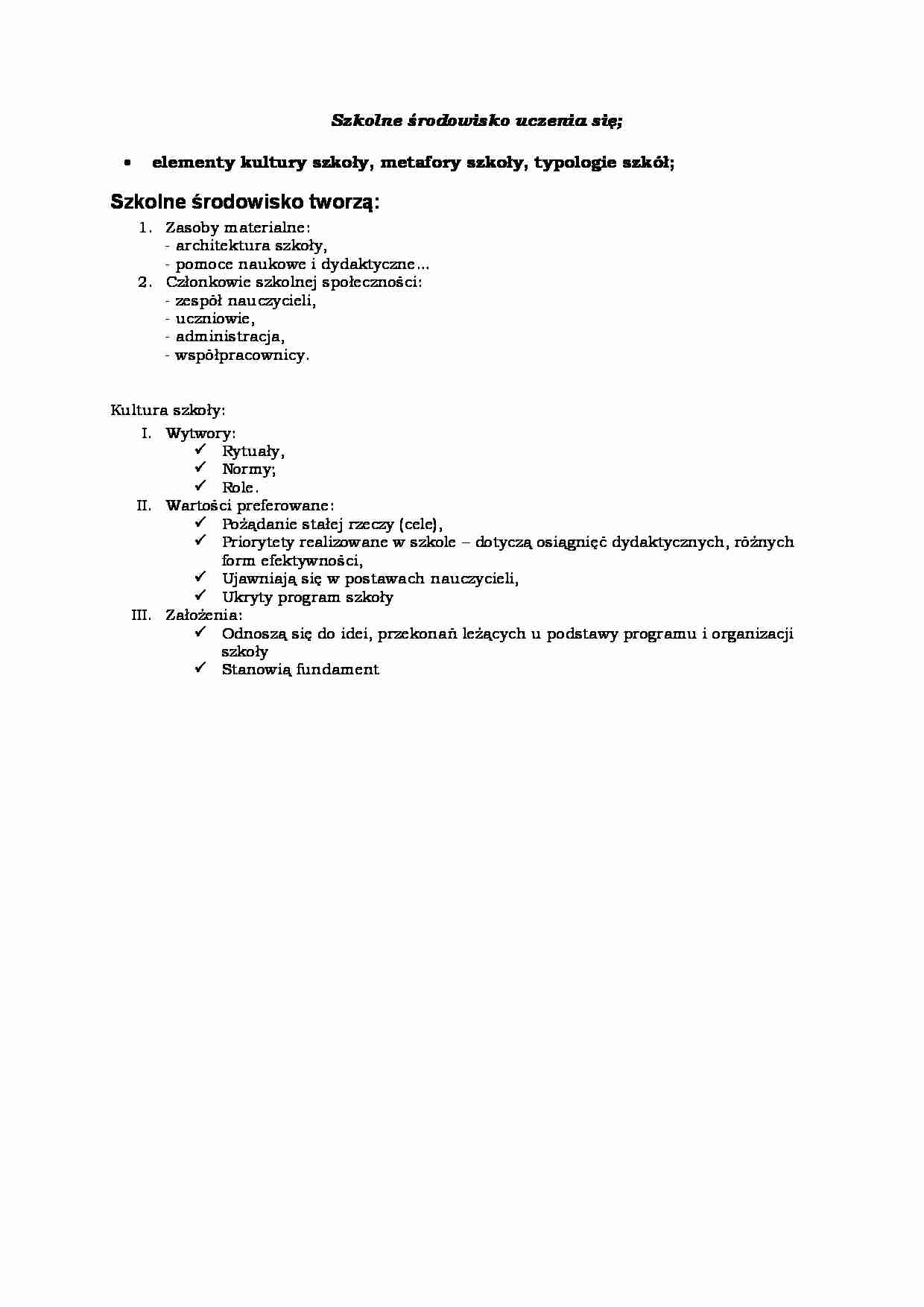 Szkolne środowisko uczenia się - wykład - strona 1