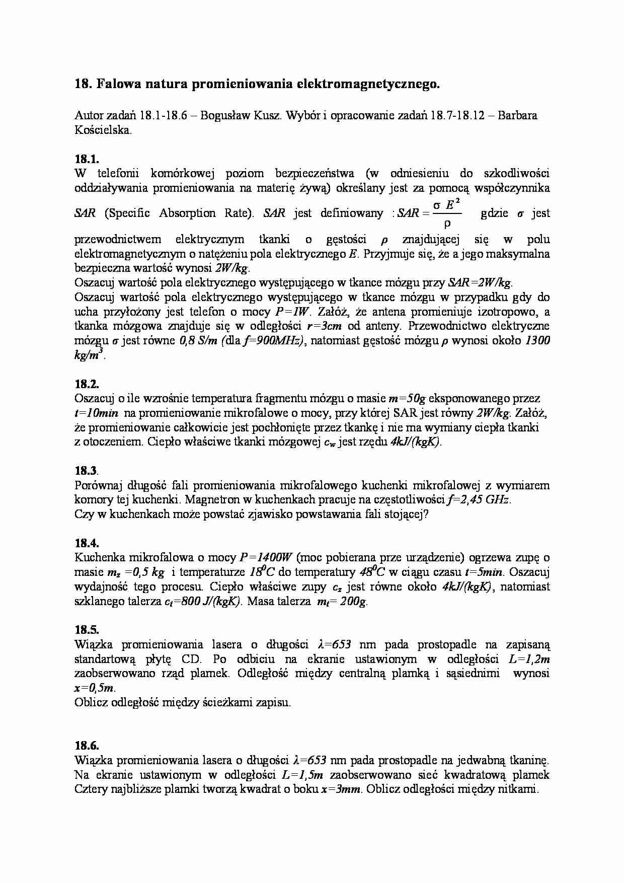 Falowa natura promieniowania elektromagnetycznego-zadania - strona 1