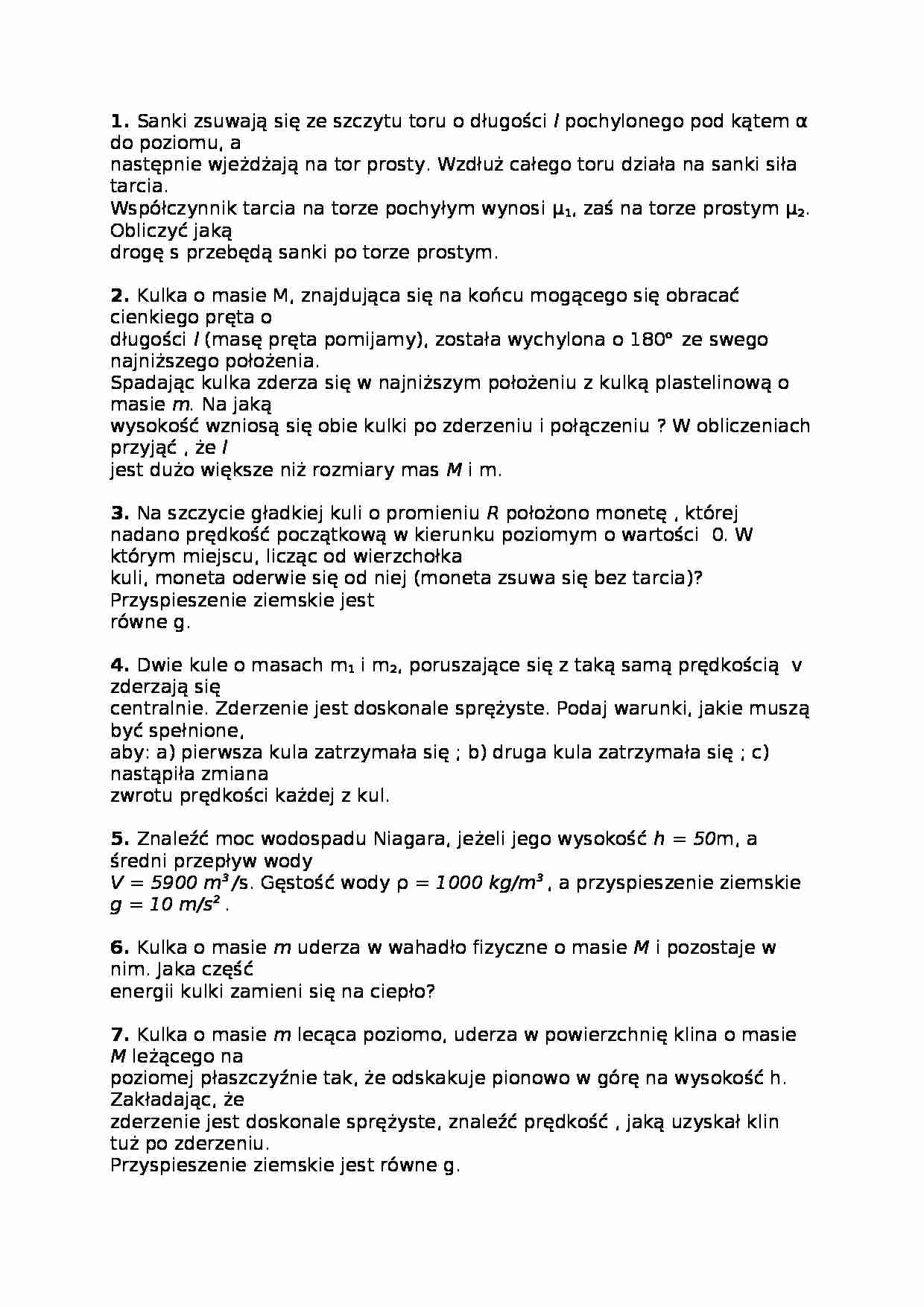 Zasada zachowania energii i pędu-zadania - strona 1