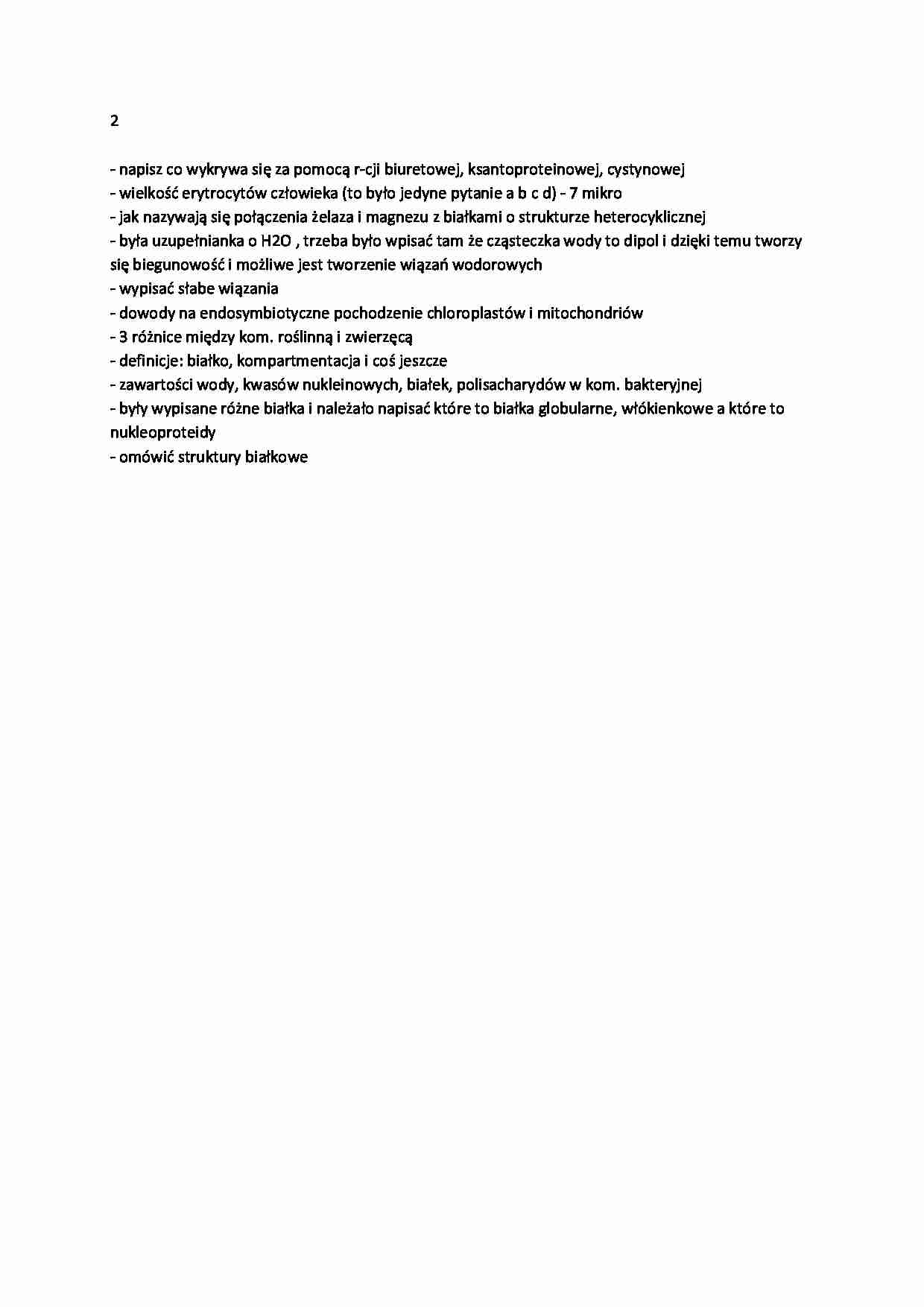 Biologia komórki - kolokwium - Białka - strona 1