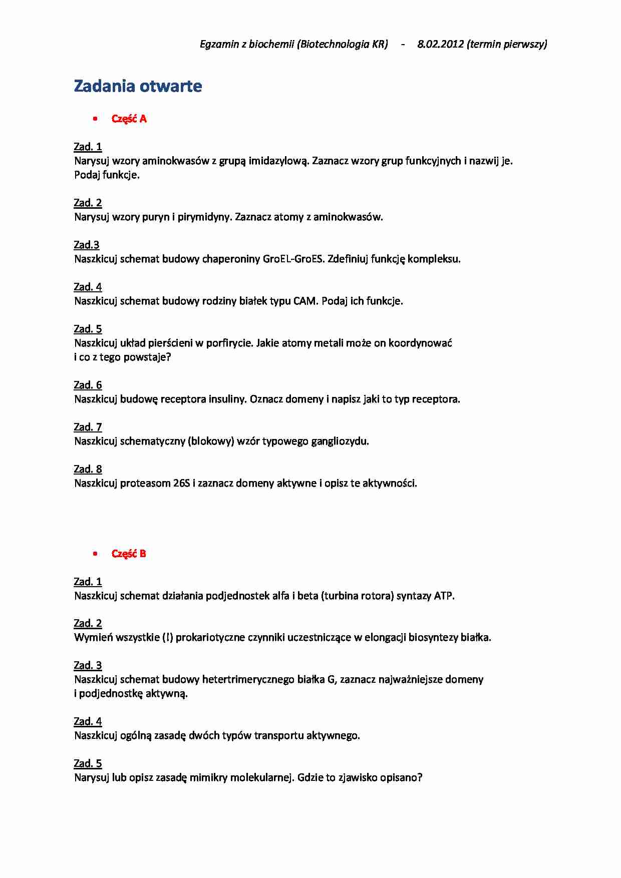Egzamin z biochemii - strona 1