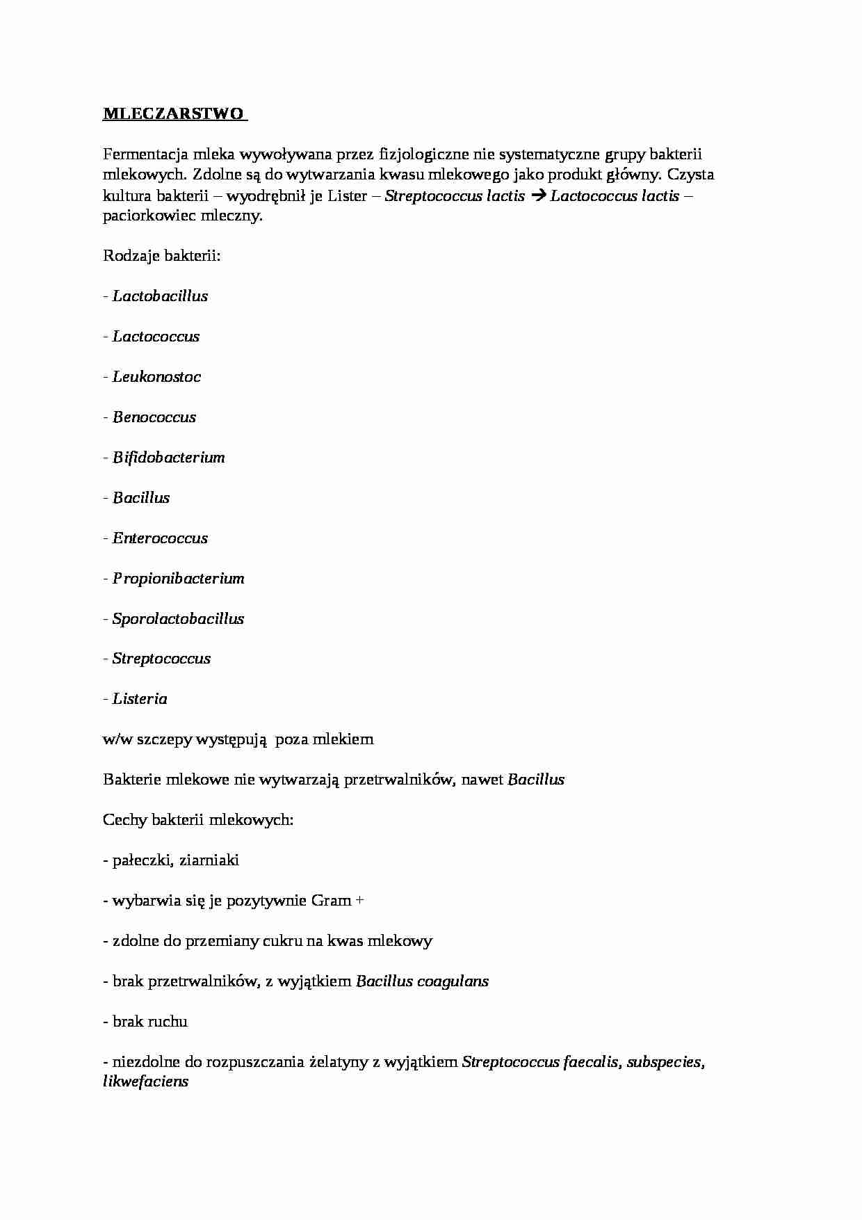 Wykład - mleczarstwo ogólnie, bakterie - strona 1