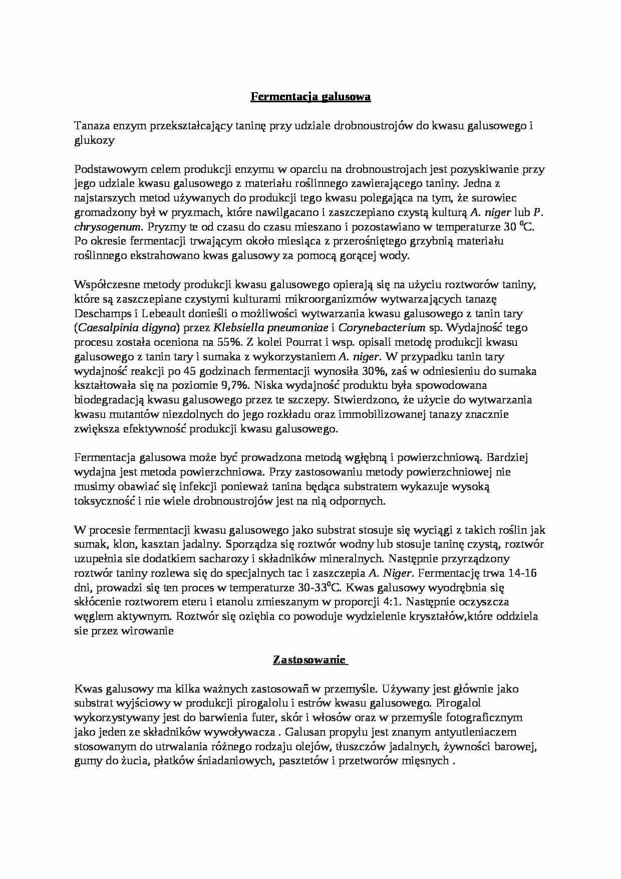 Wykład - fermentacja galusowa, penicilina, związki steroidowe, hormony roślinne - strona 1