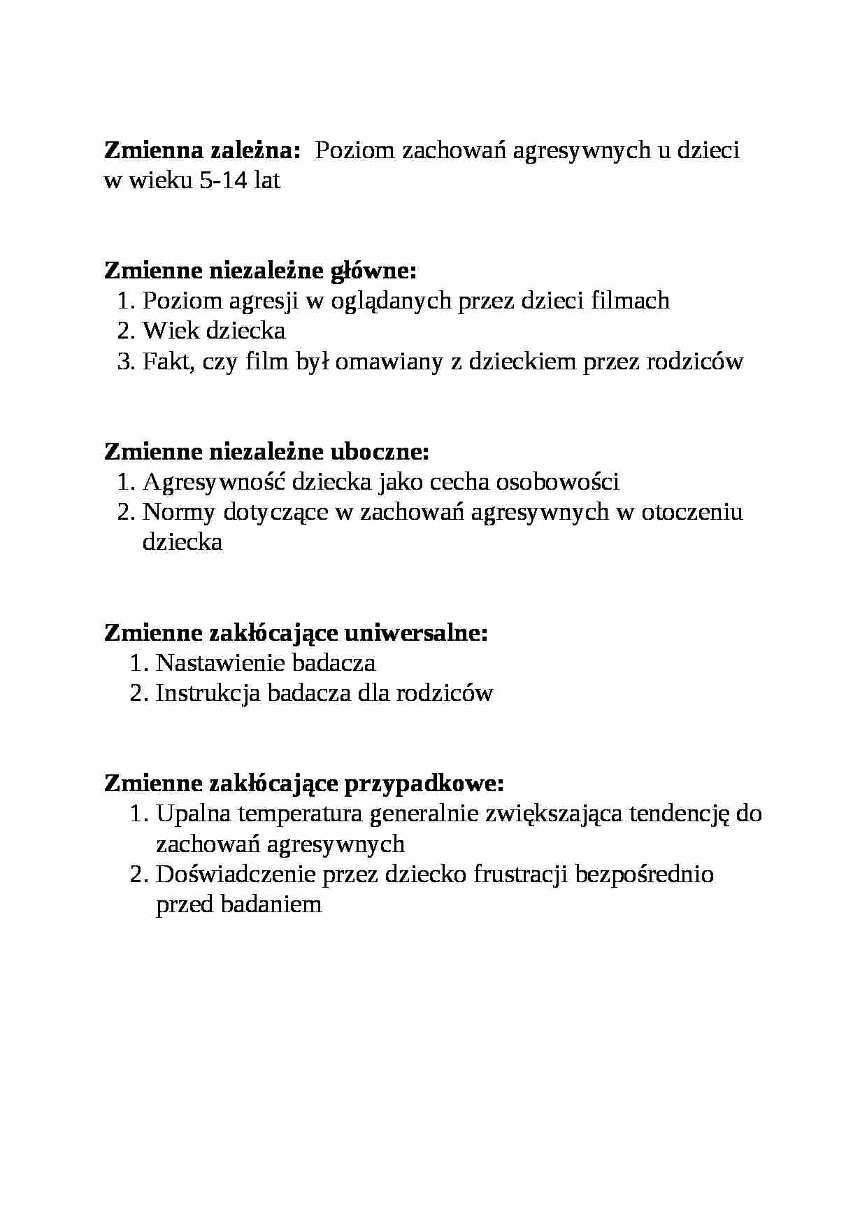 Zmienne zależne i niezależne-opracowanie - strona 1