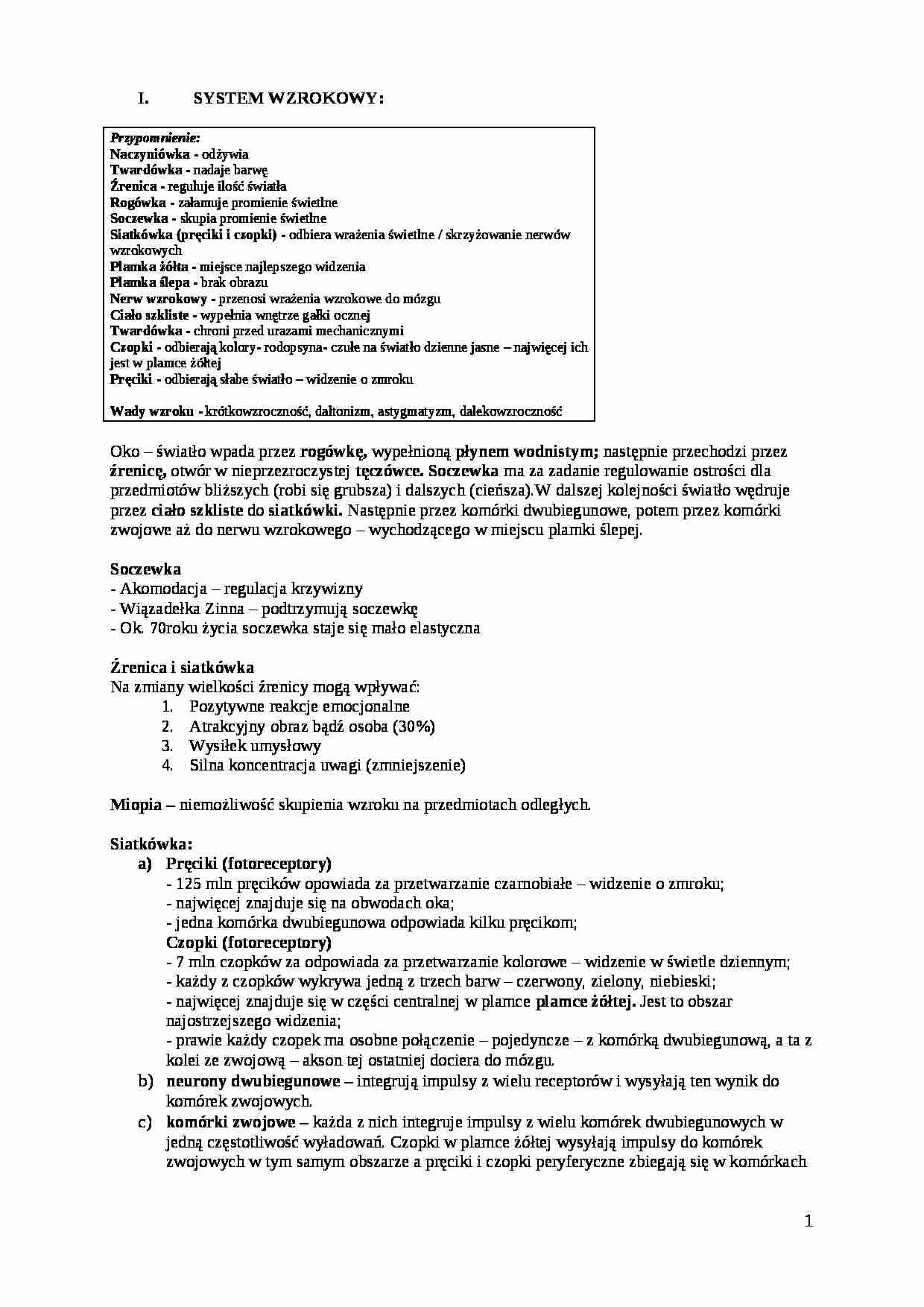 System wzrokowy-opracowanie - strona 1