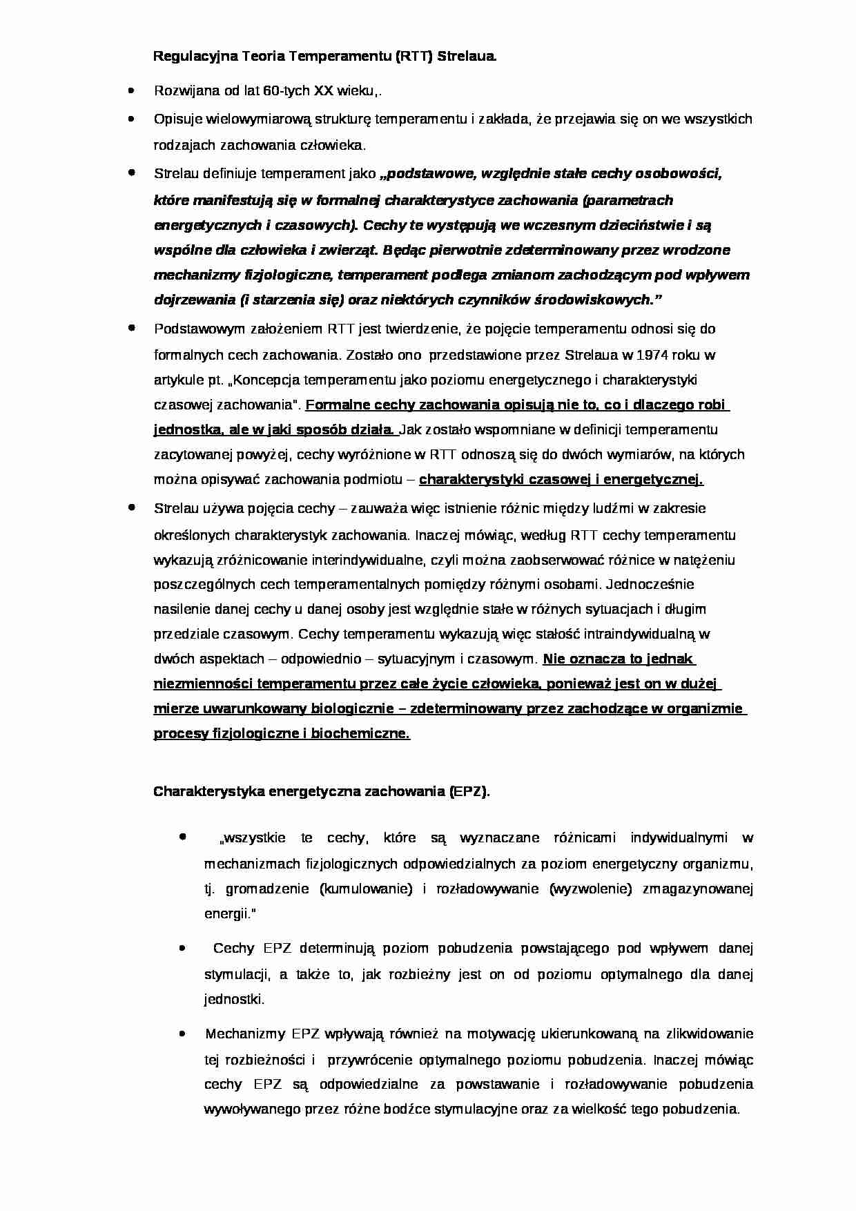 Regulacyjna Teoria Temperamentu (RTT)-opracowanie - strona 1