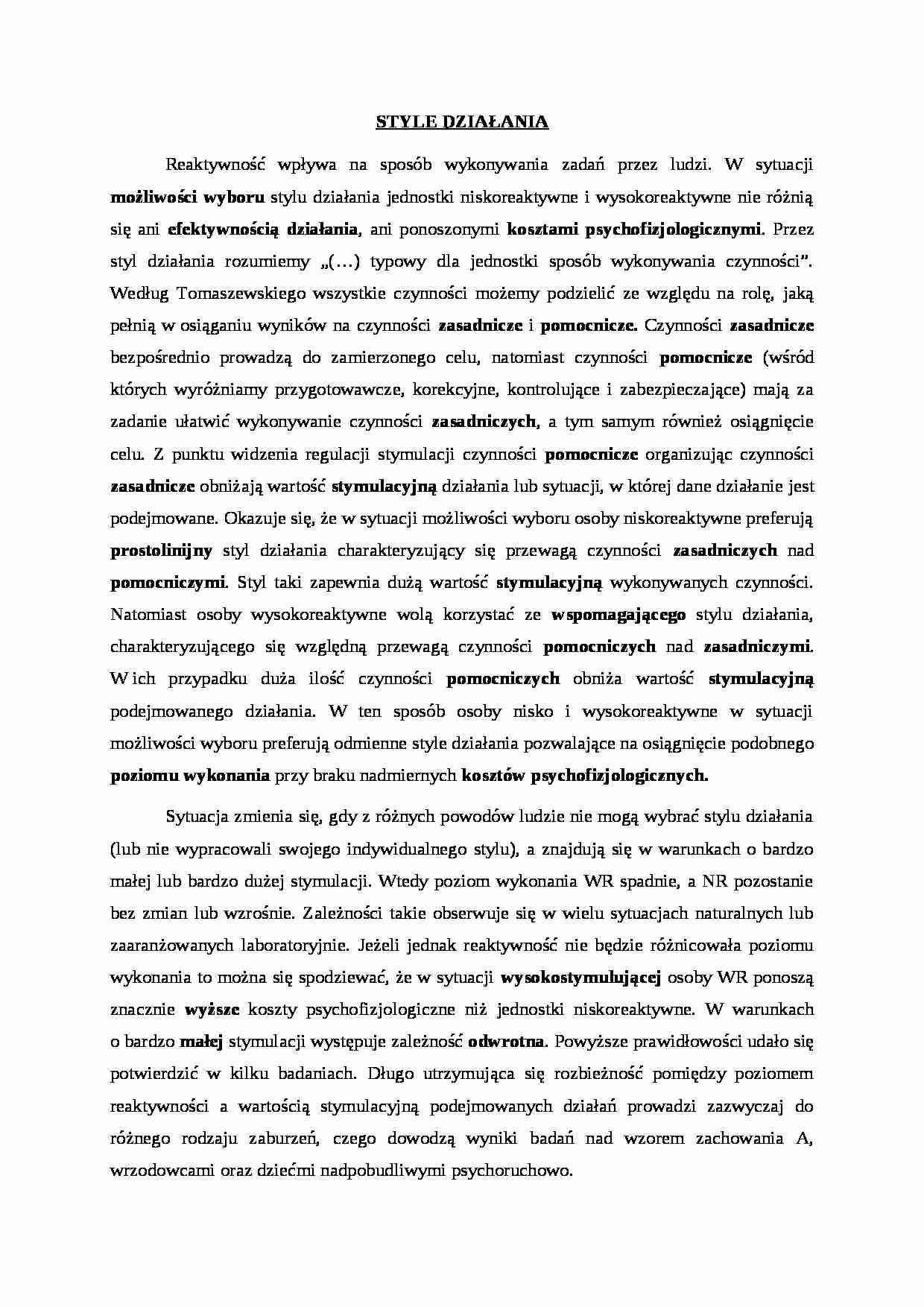 Style działania-opracowanie - strona 1