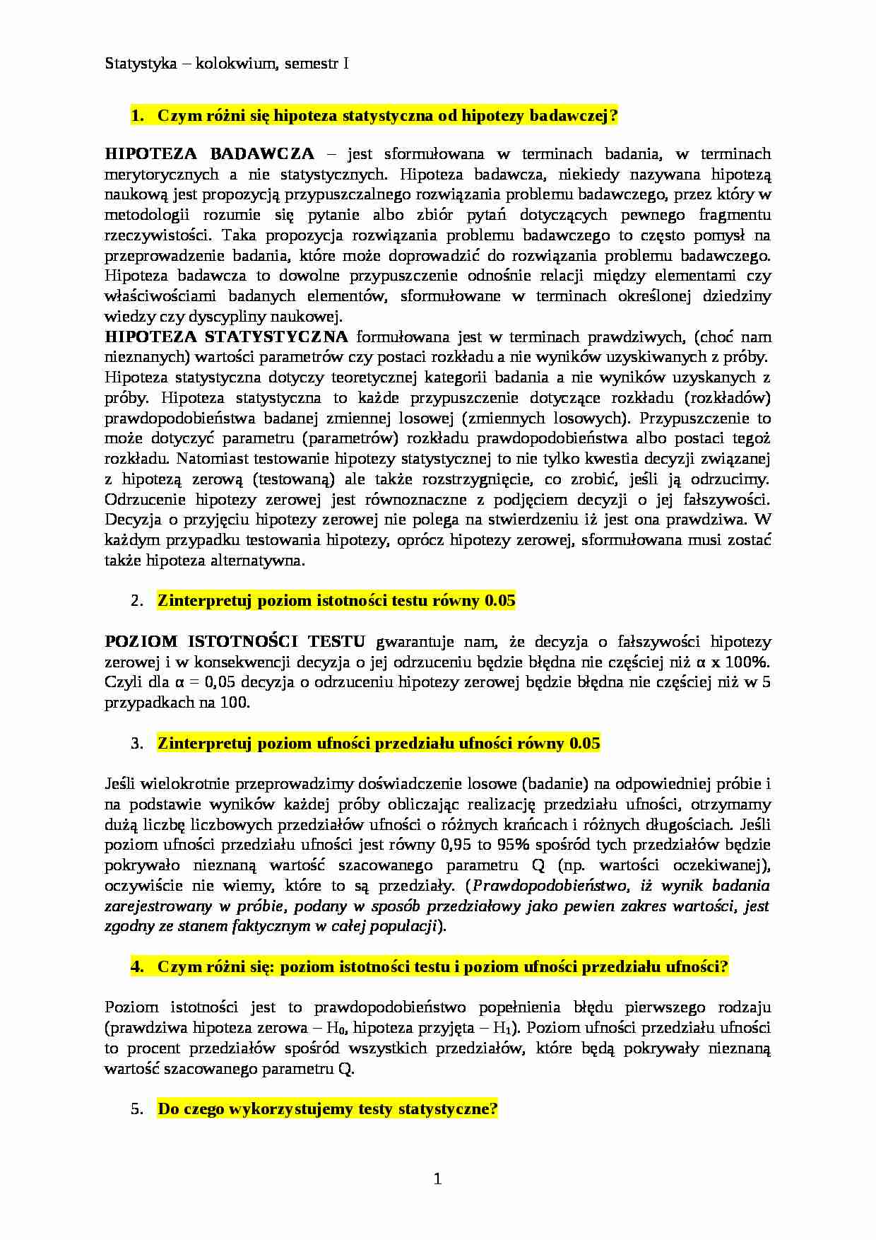 Statystyka-opracowanie kolokwium - strona 1