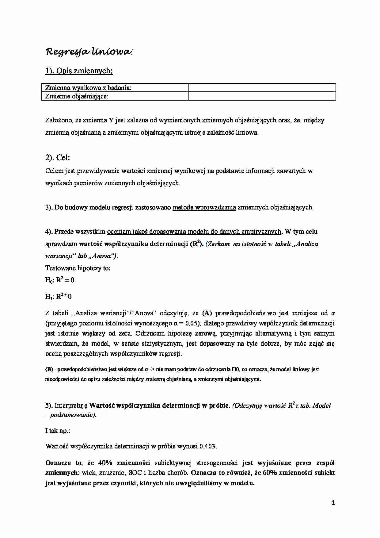 Regresja liniowa-opracowanie - strona 1
