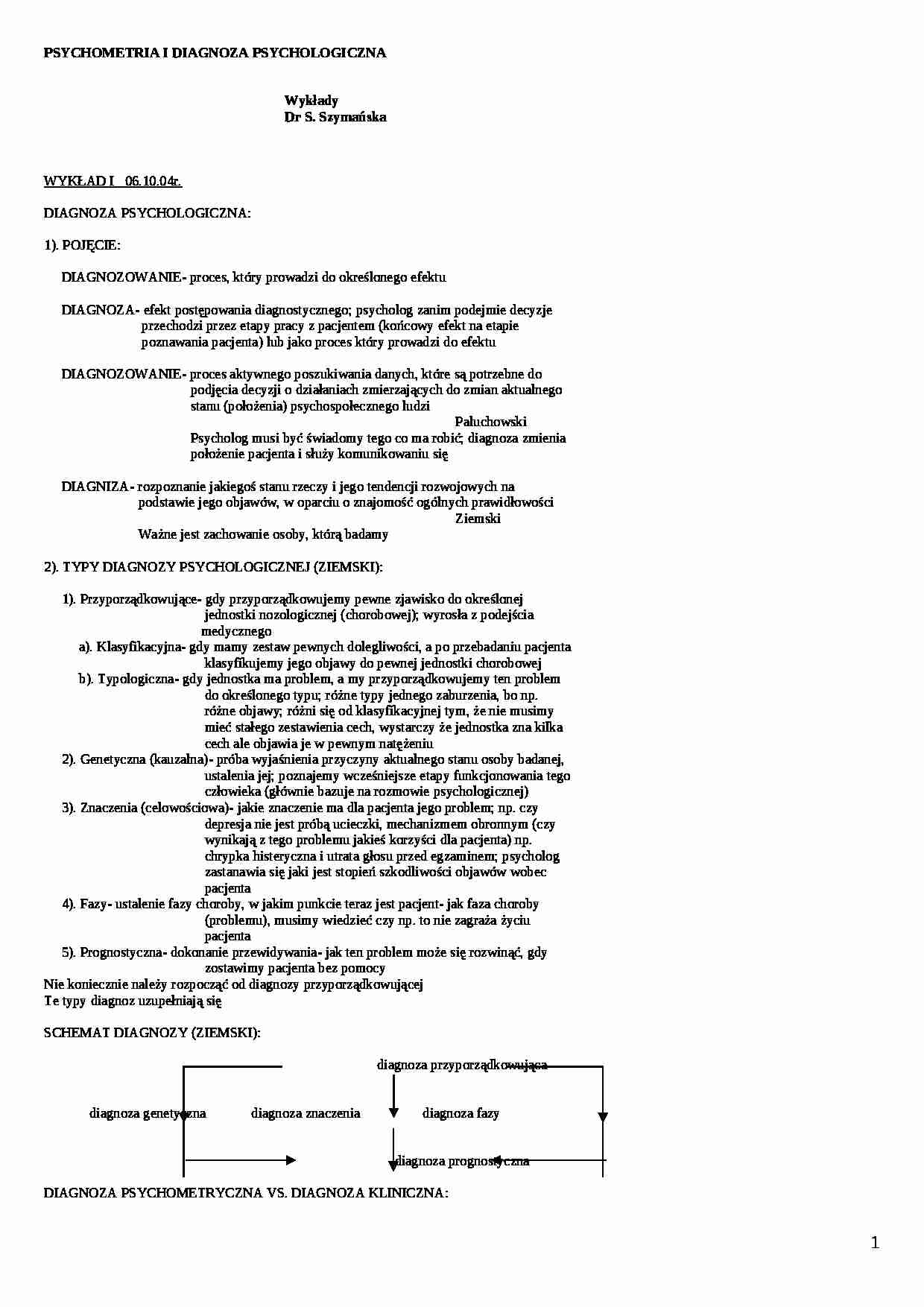 Psychometria i diagnoza psychologiczna-skrypt - strona 1
