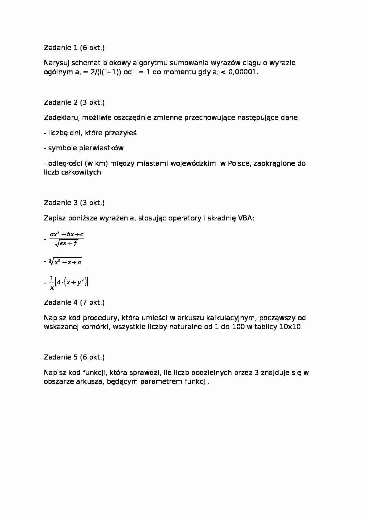 Informatyka - kolokwium  - strona 1