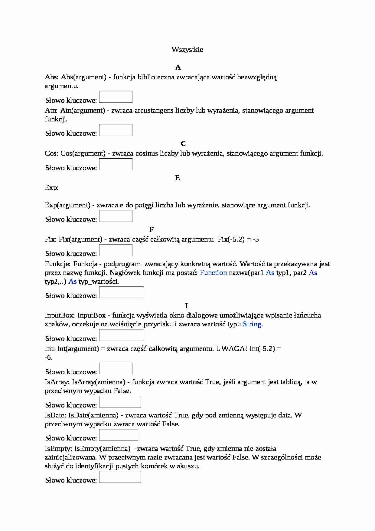 informatyka - funkcje - omówienie  - strona 1