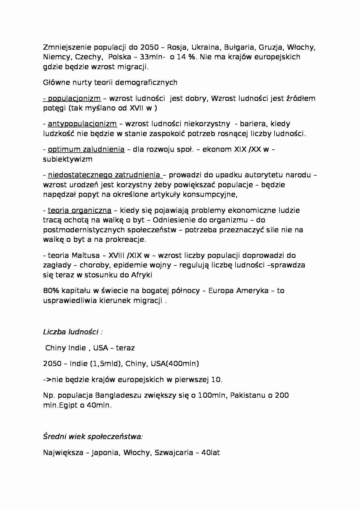 Zmniejszenie populacji, teorie demogr. - strona 1