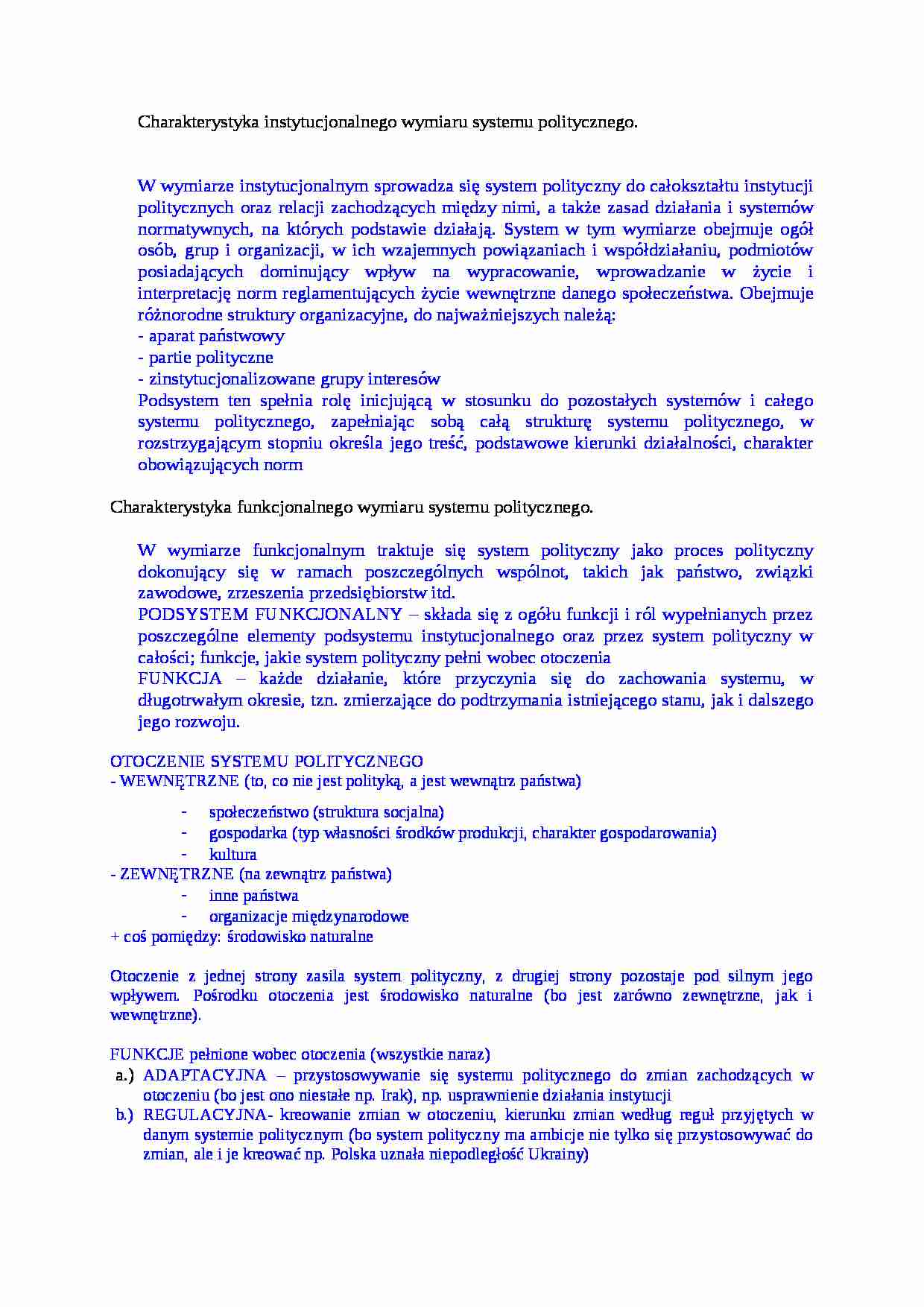 Wymiary systemu politycznego - strona 1