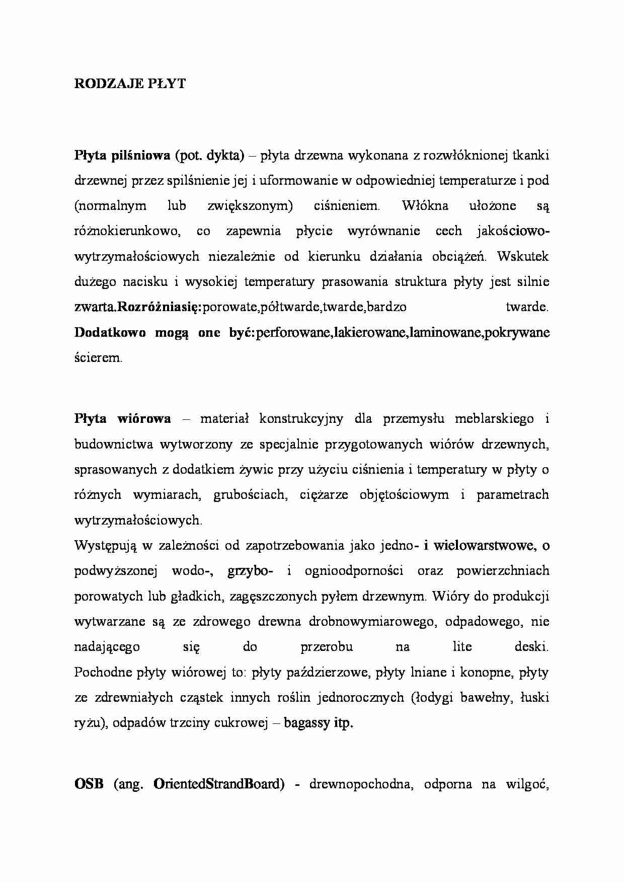 RODZAJE PŁYT - strona 1