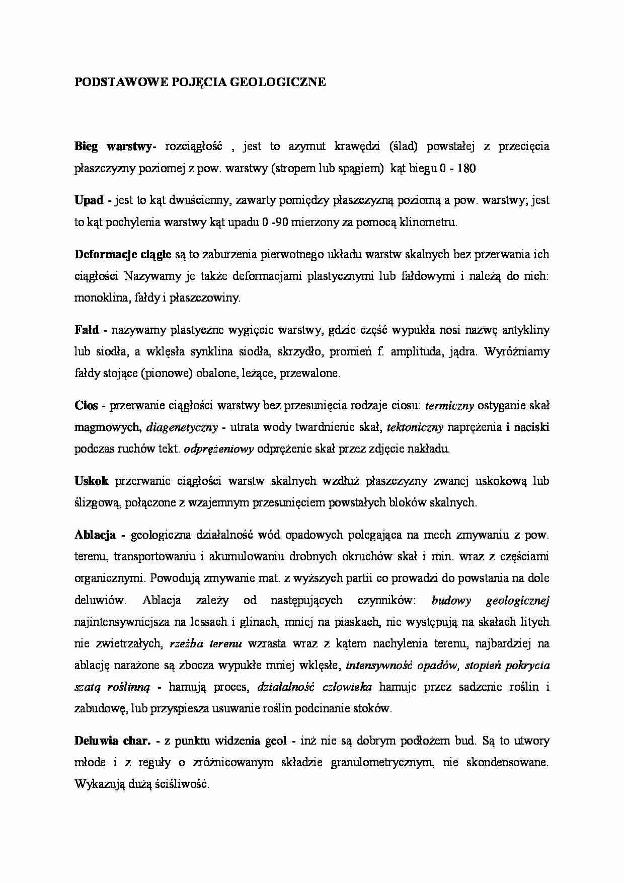 PODSTAWOWE POJĘCIA GEOLOGICZNE - strona 1