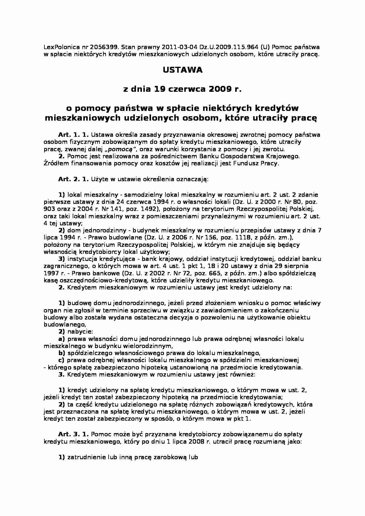 Ustawa Pomoc państwa - strona 1