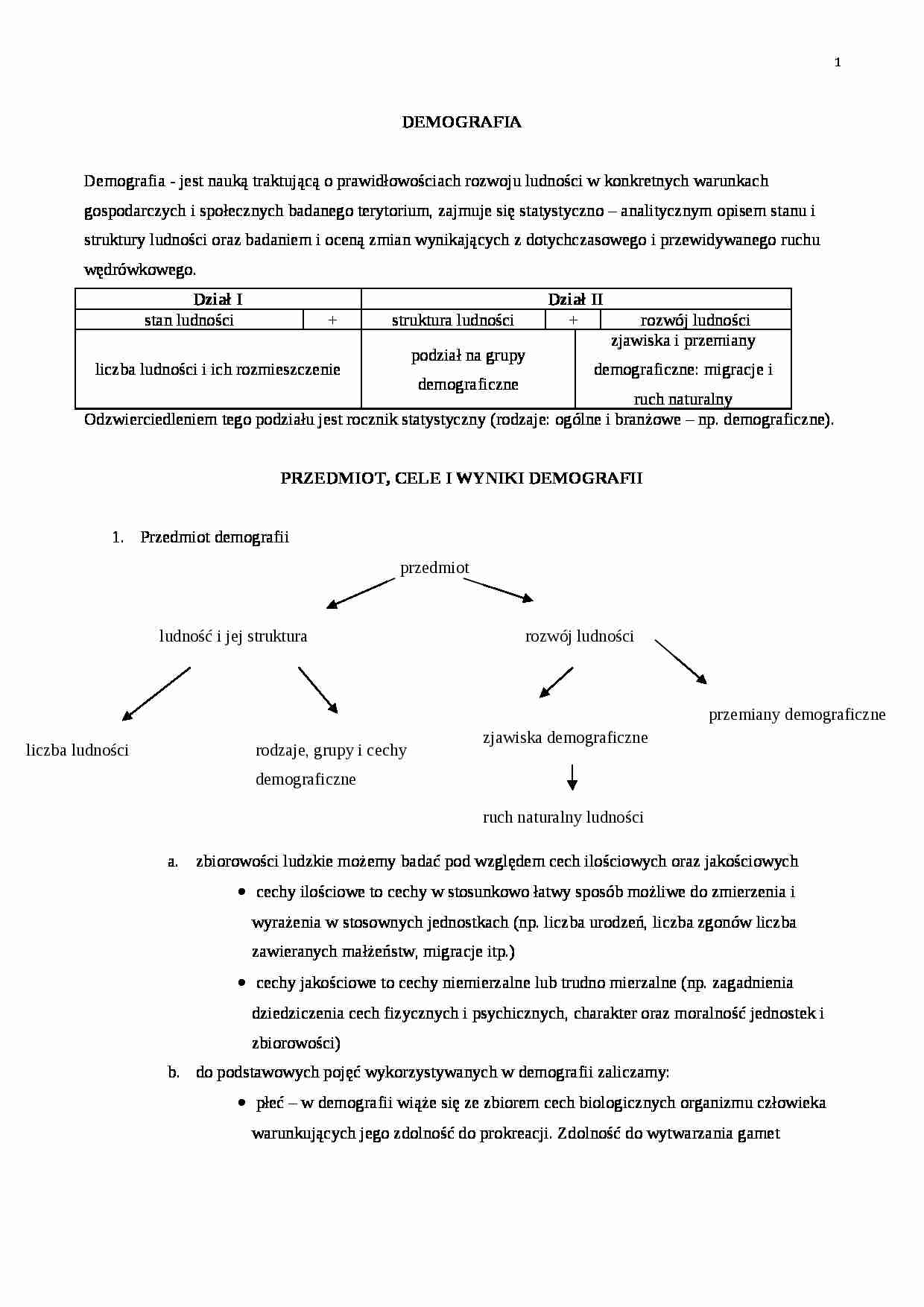 Cele i wyniki demografii - strona 1