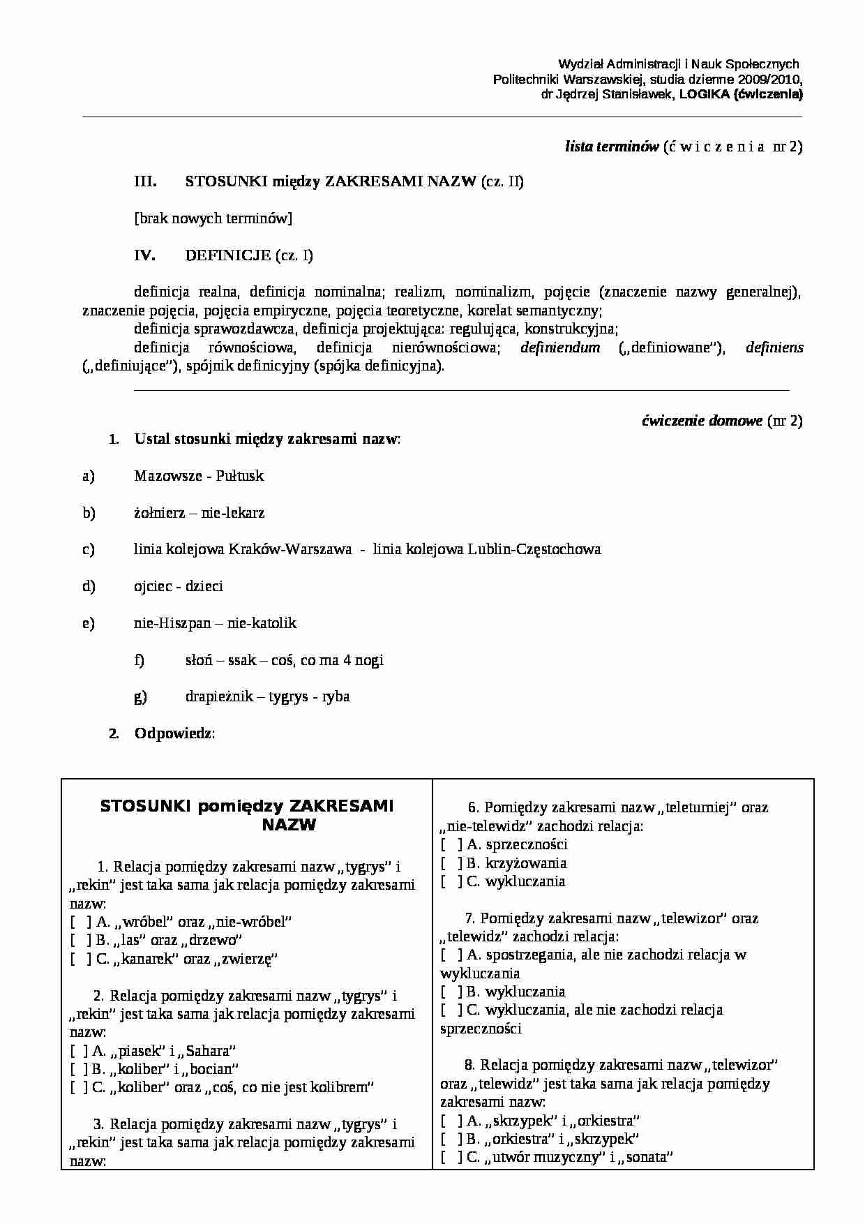  Logika Praca domowa nr 2 - strona 1