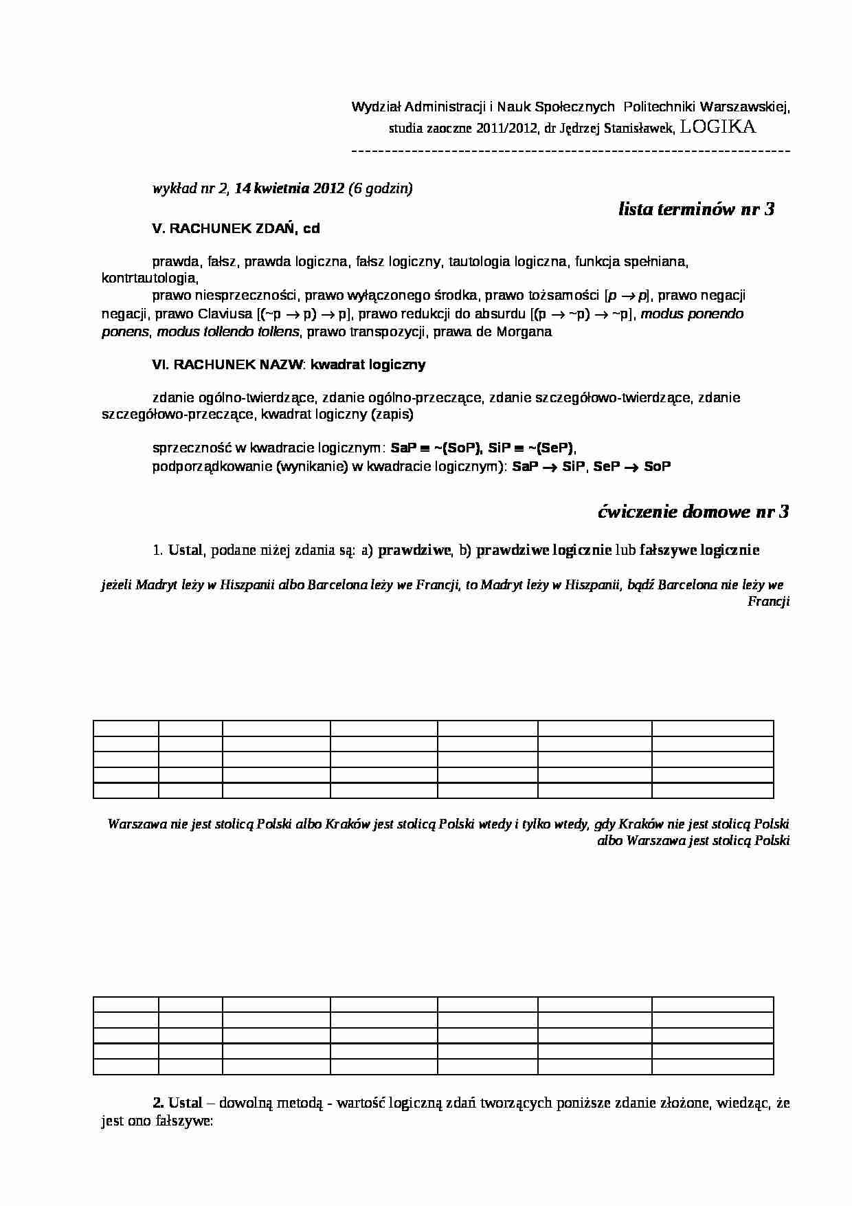 Logika Praca domowa nr 4 - strona 1