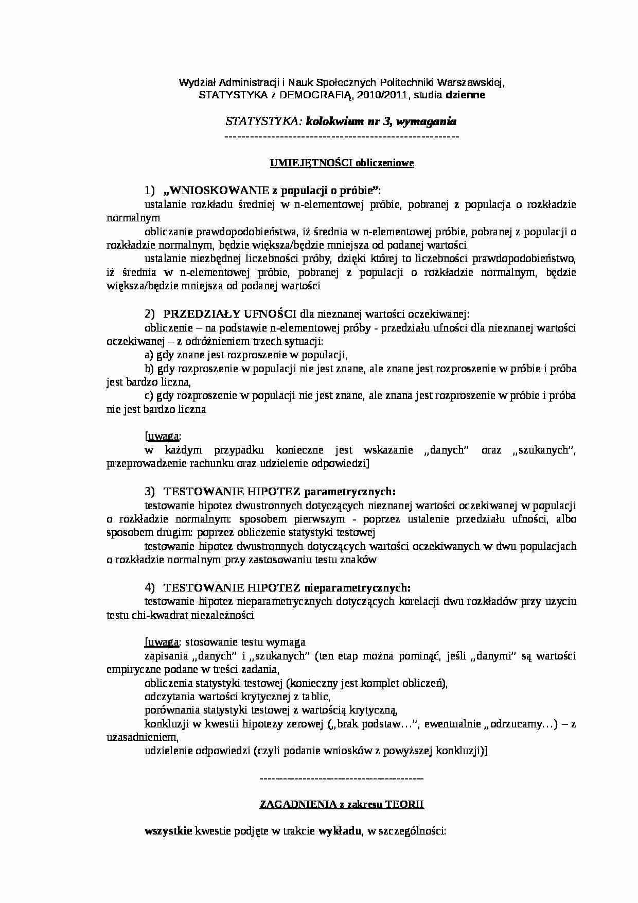 Statystyka - Kolokwium 3 - strona 1