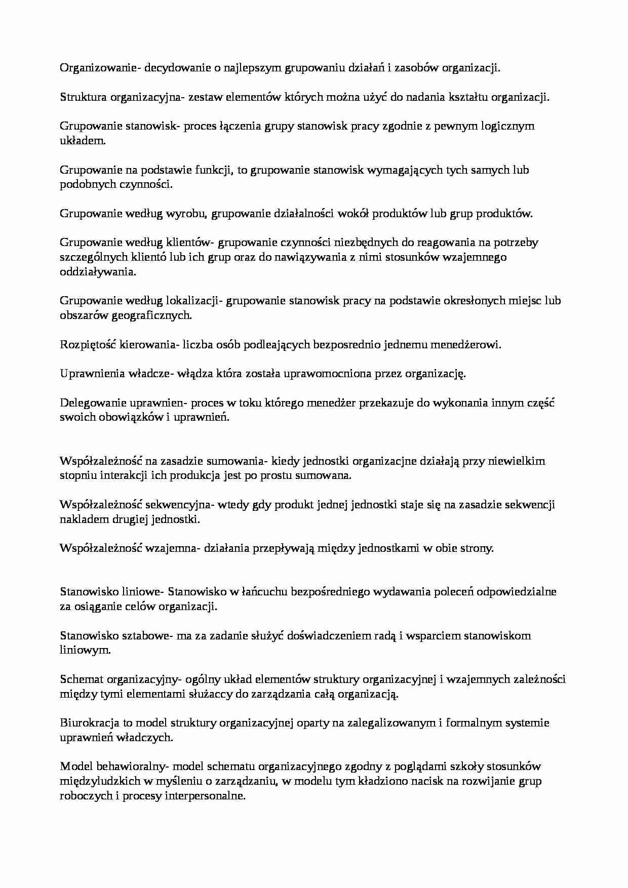 Zarządzanie firmą - Definicje - strona 1