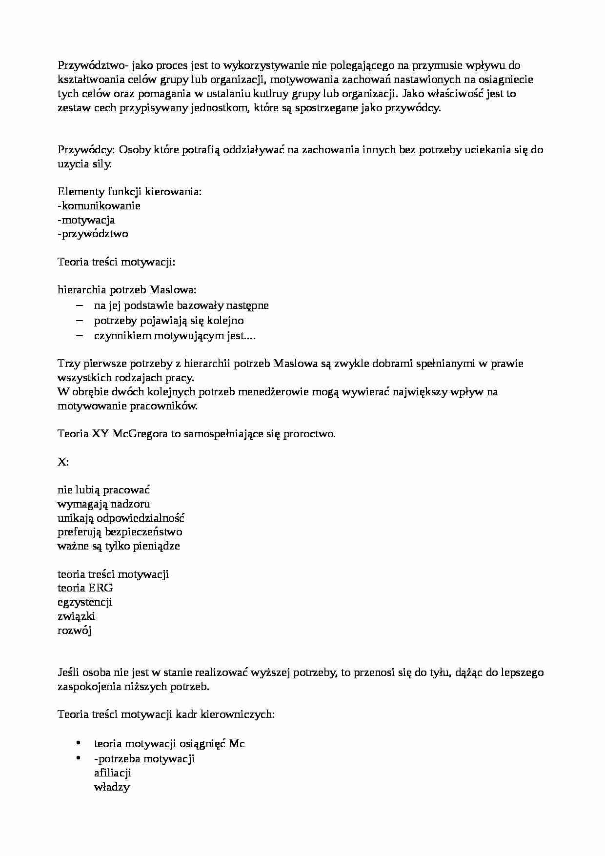 Zarządzanie firmą - przywództwo - omówienie  - strona 1