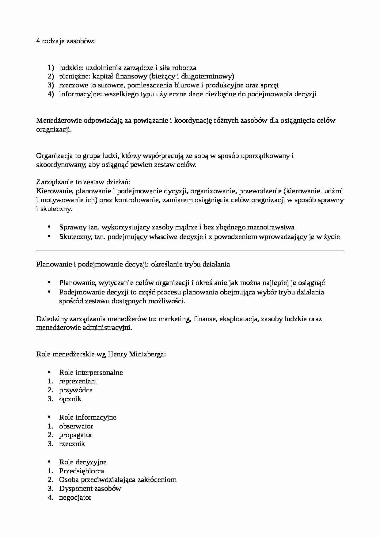 Zarządzanie firmą - skrypt z Griffina  - strona 1