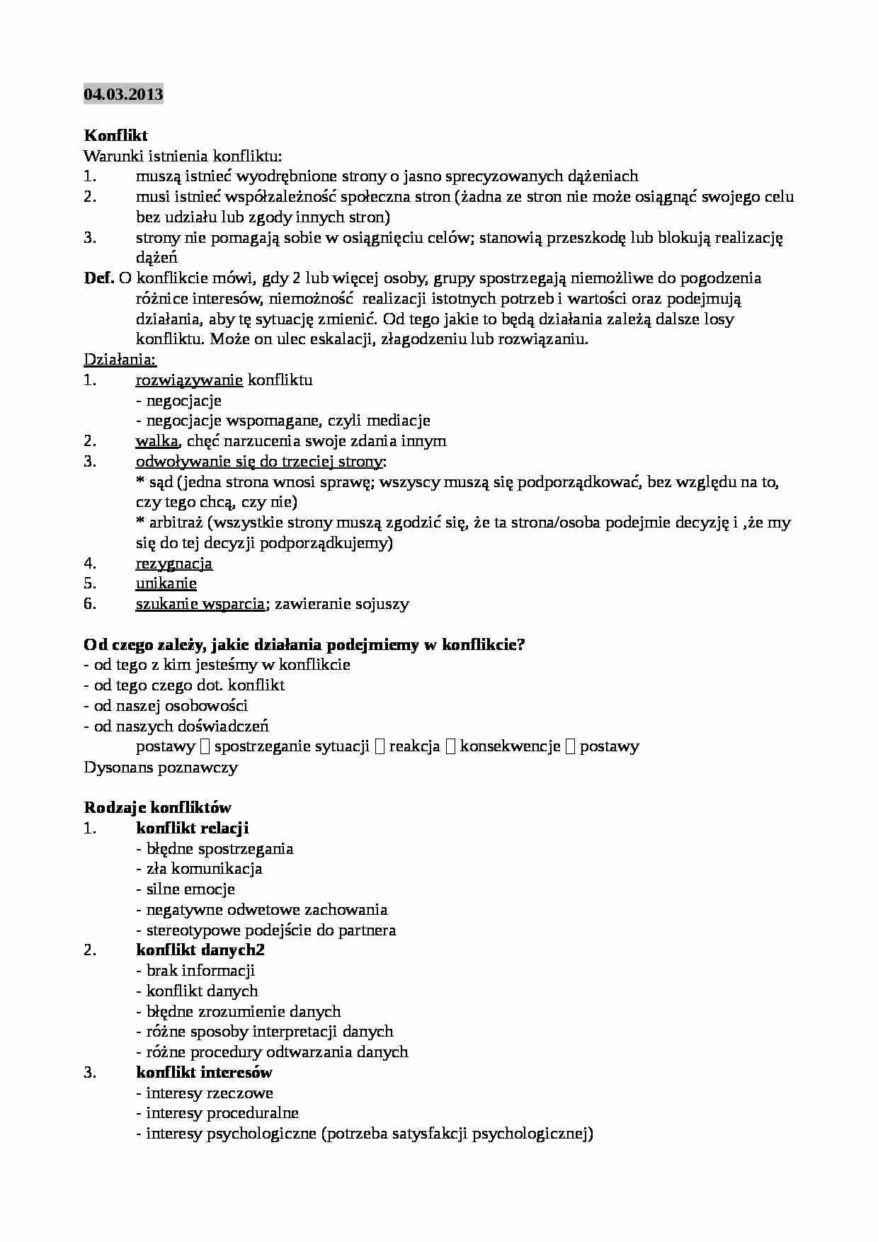 Techniki mediacji i negocjacji - ćwiczenia 1 - strona 1