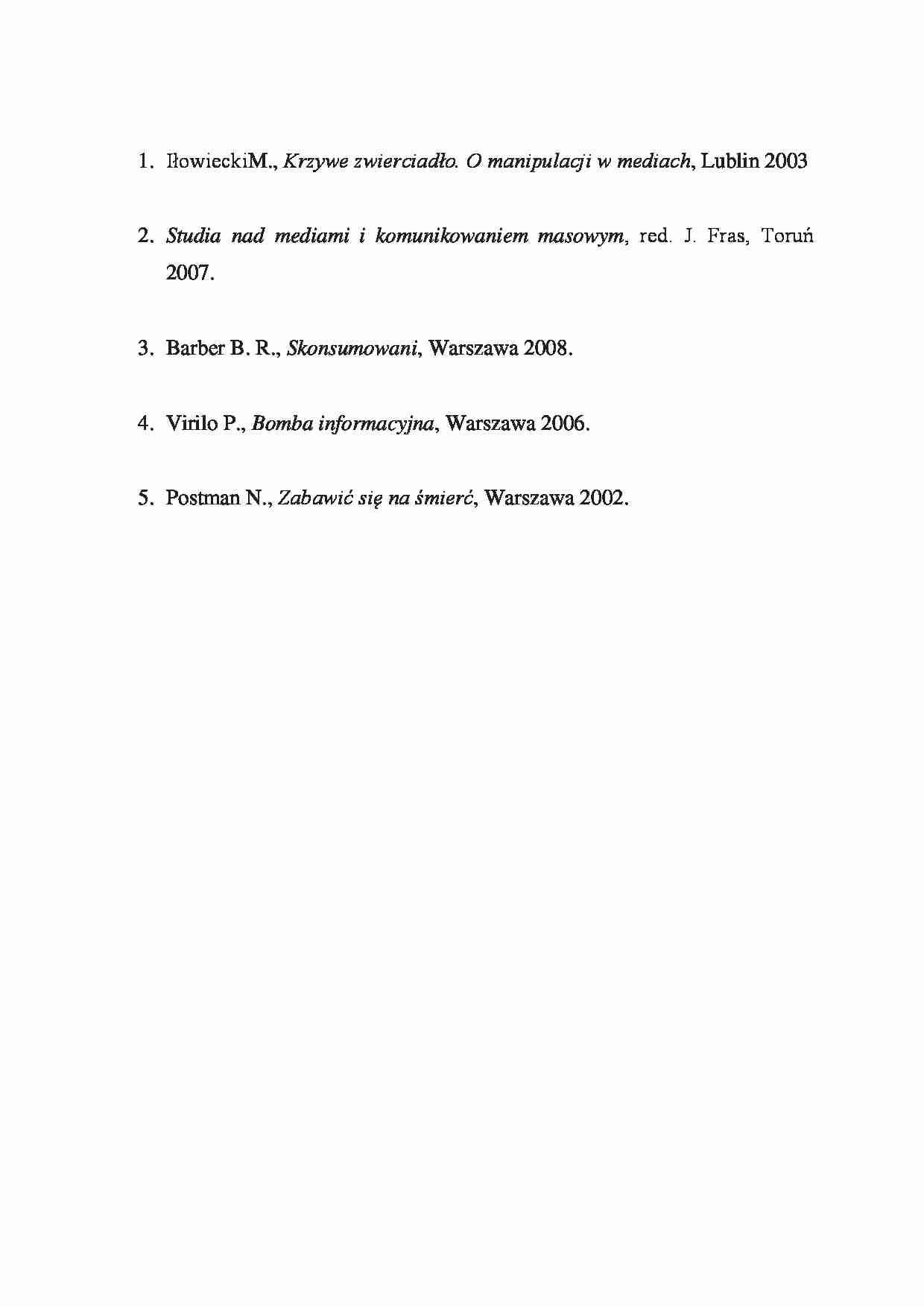 Intepretacja przekazu medialnego - Sylabus - strona 1