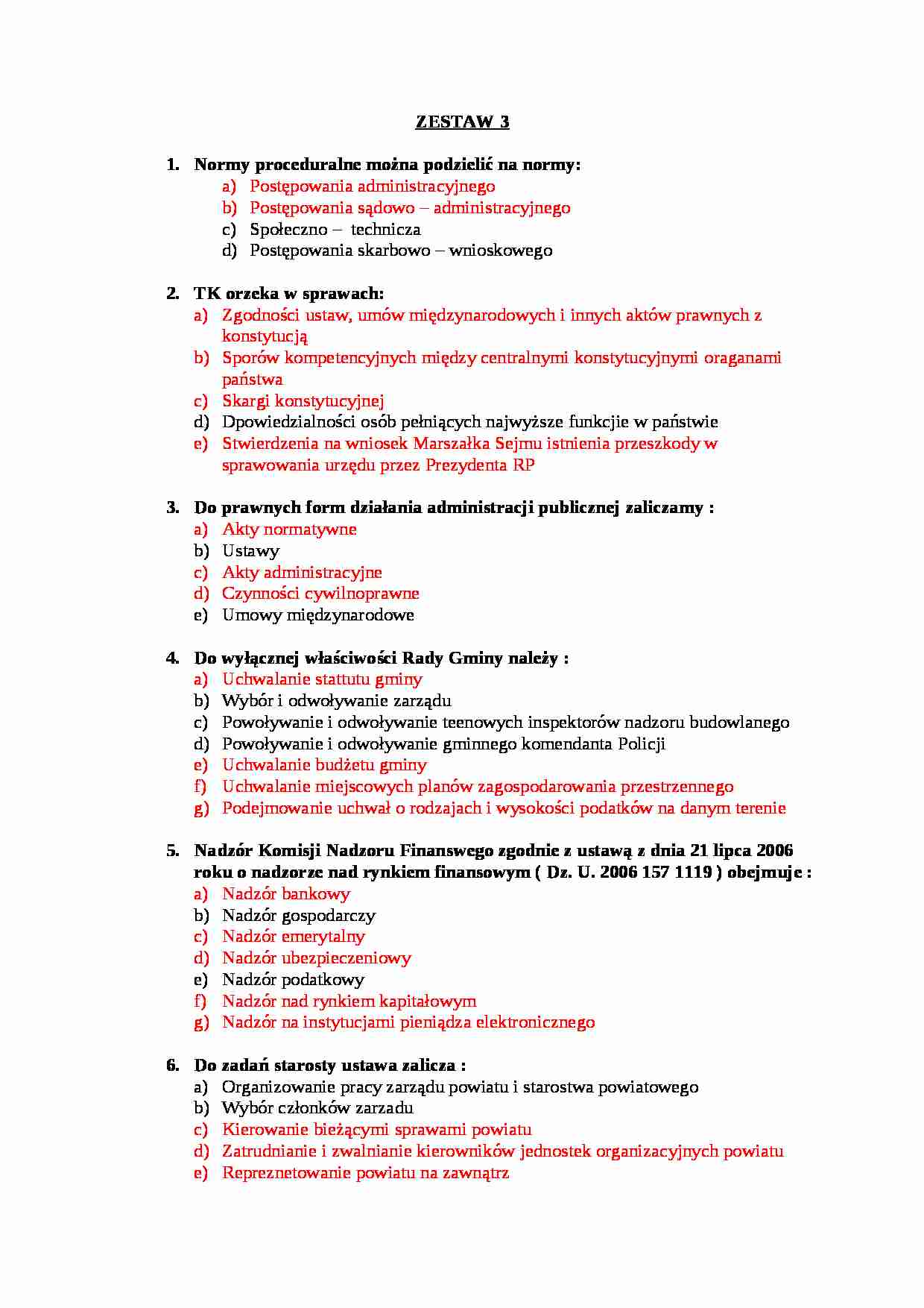  Prawo administracyjne -  Egzamin zestaw 3 - strona 1