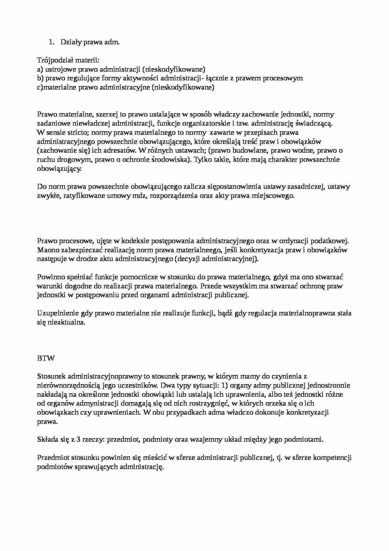  Prawo administracyjne -   Egzamin 1 - strona 1