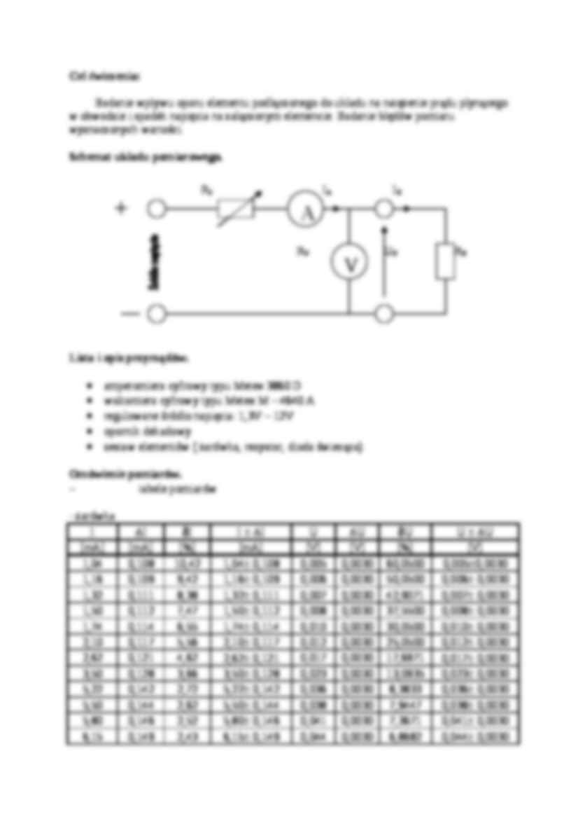Elementy liniowe i nieliniowe obwodów elektrycznych, pomiar charakterystyk stałoprądowych- ćwiczenie nr 3 - strona 2