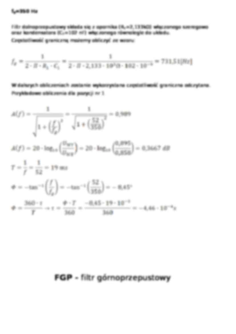 Filtry pasywne- ćwiczenie nr 9 - strona 3