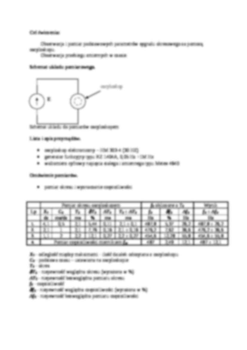 Oscyloskop elektroniczny, generator, obserwacja i pomiar parametrów przebiegów okresowych- ćwiczenia - strona 2